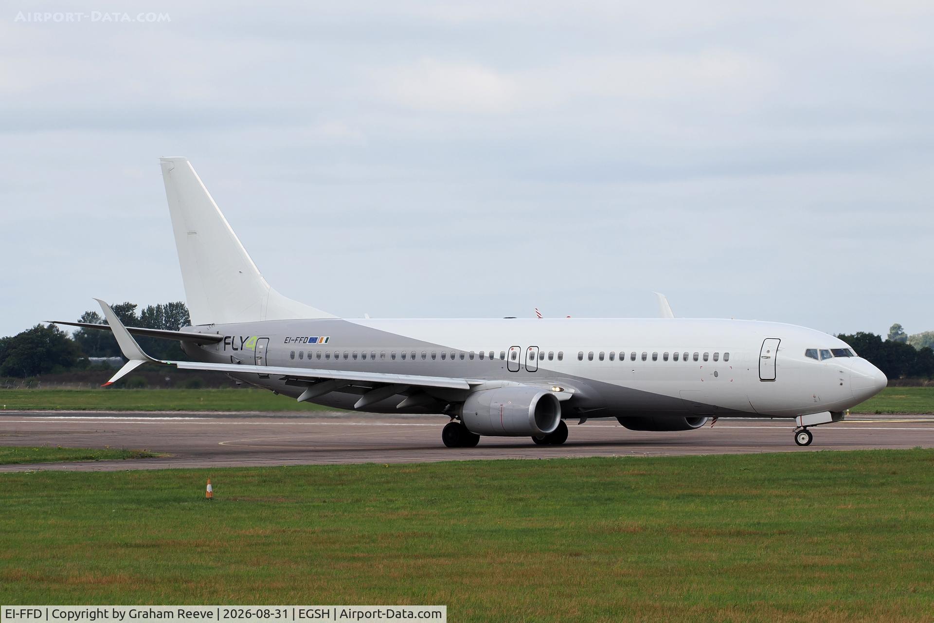 Aircraft EI-FFD, 2013 Boeing B-737-8K5(W), c/n 40944 l/n 4431, Departing from Norwich., at EGSH, photo by Graham Reeve