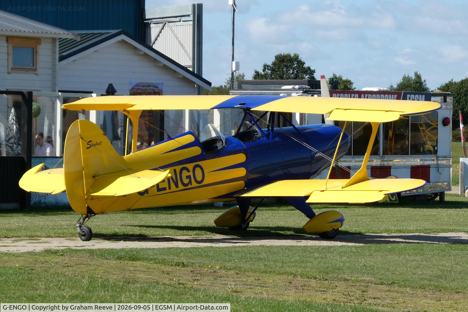 Aircraft G-ENGO, 2005 Steen Skybolt, c/n PFA 064-13429, Parked at Beccles., at EGSM, photo by Graham Reeve