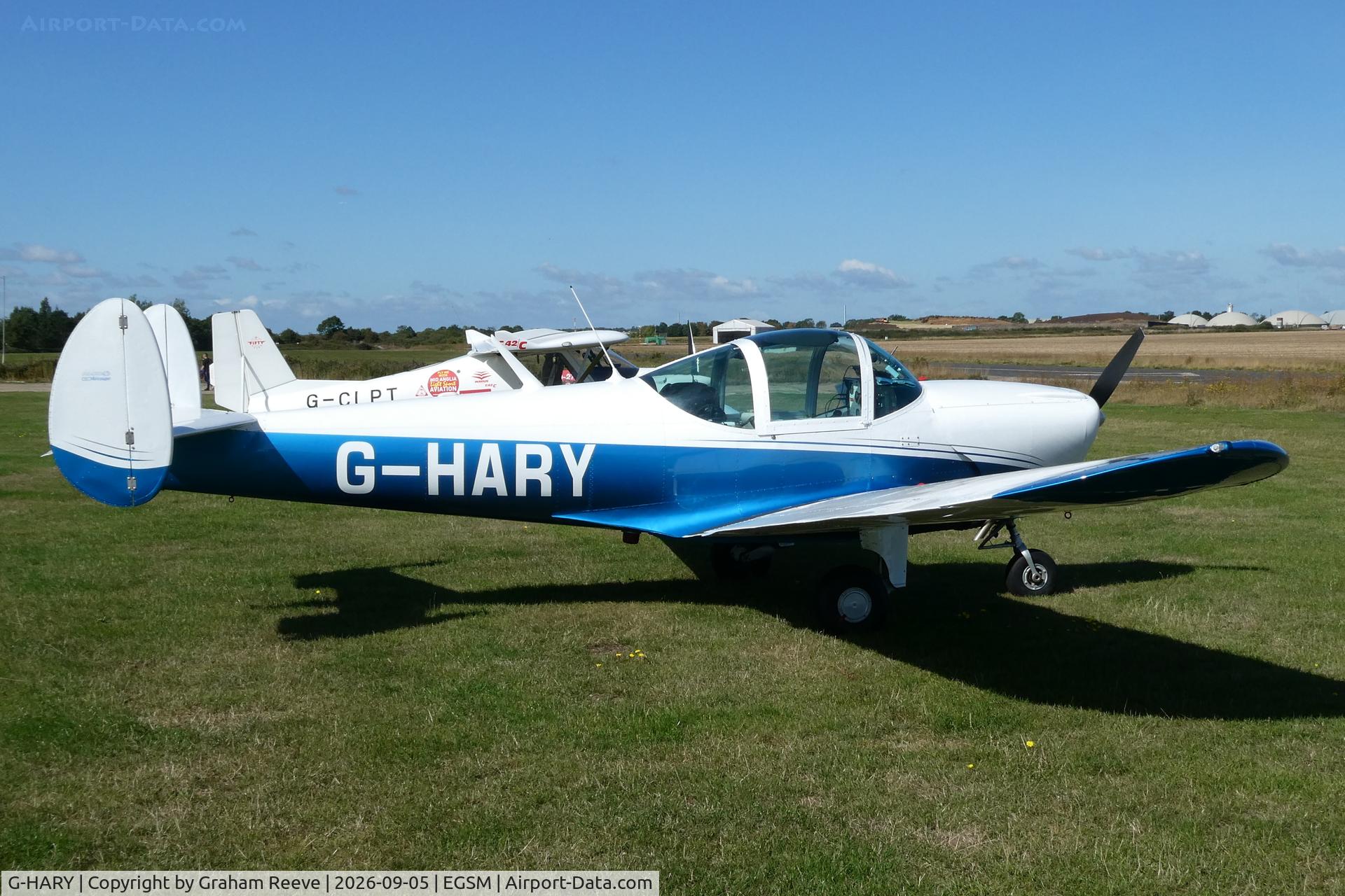 Aircraft G-HARY, 1966 Alon A-2 Aircoupe, c/n A-188, Parked at Beccles., at EGSM, photo by Graham Reeve