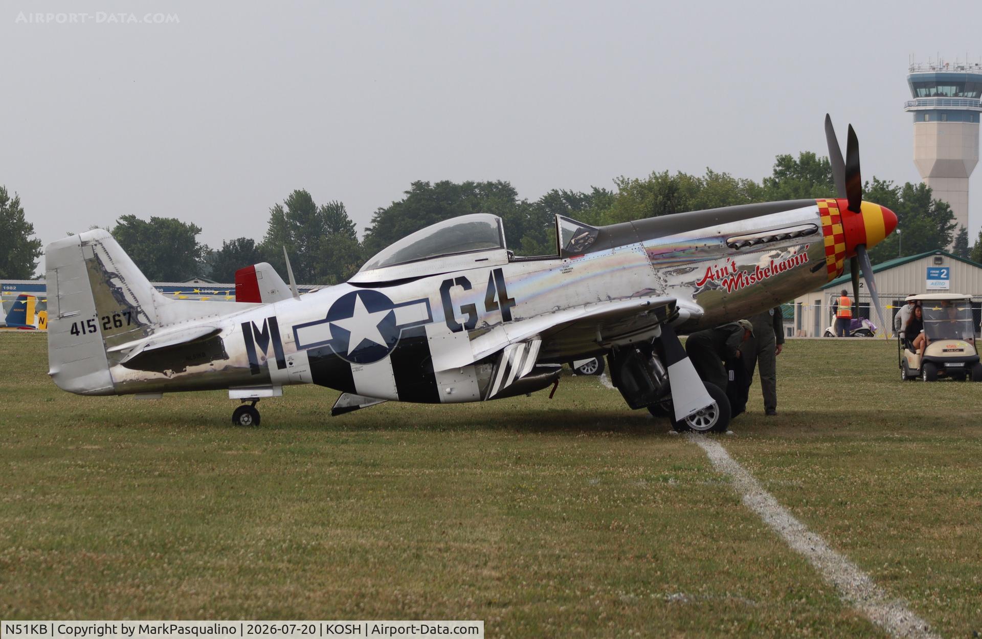 Aircraft N51KB, 1961 North American F-51D Mustang, c/n 44-74009, North American P-51D, at KOSH, photo by MarkPasqualino