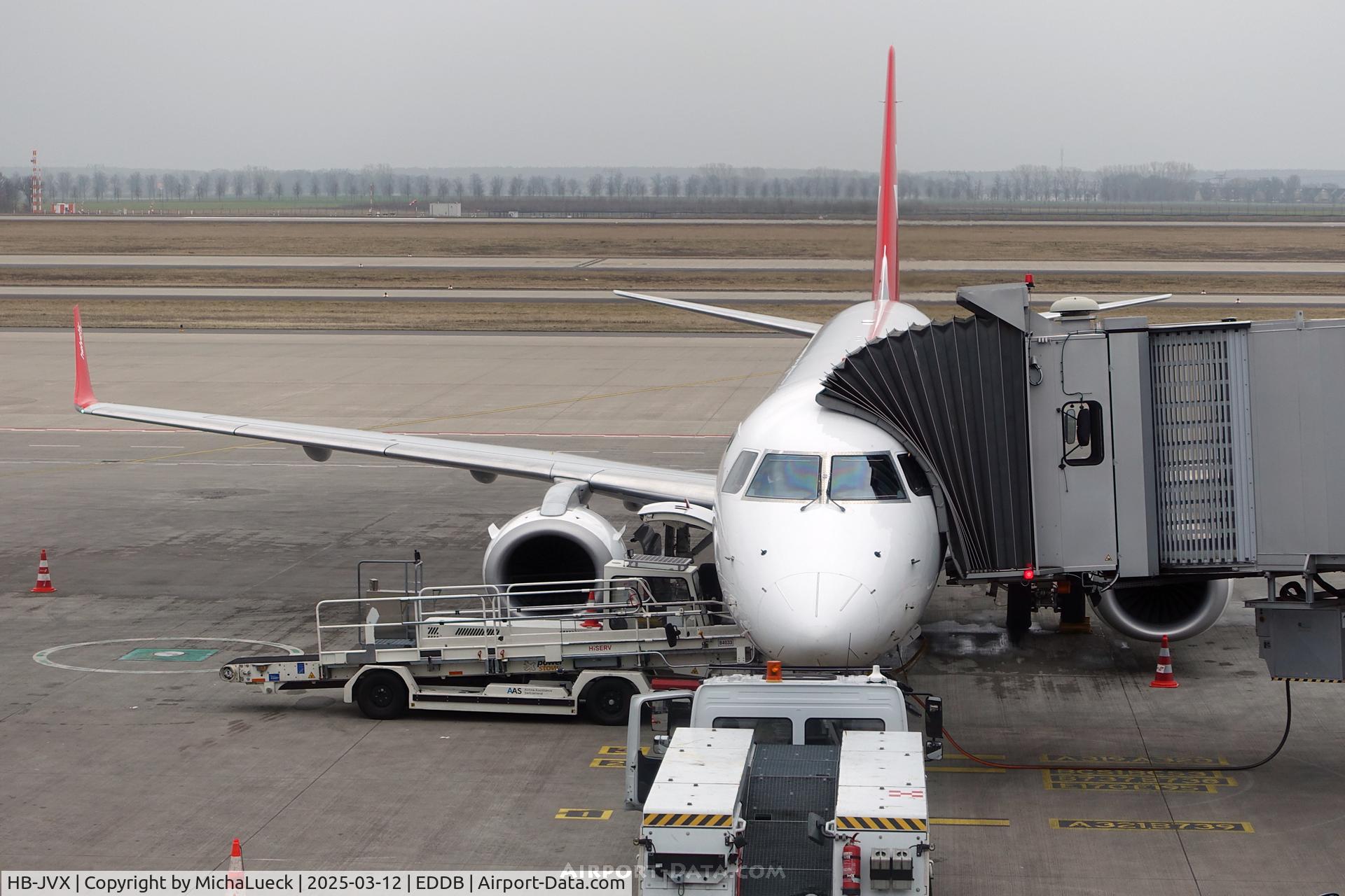 Aircraft HB-JVX, 2013 Embraer 190STD (ERJ-190-100STD), c/n 19000603, At Berlin Brandenburg, at EDDB, photo by MichaLueck