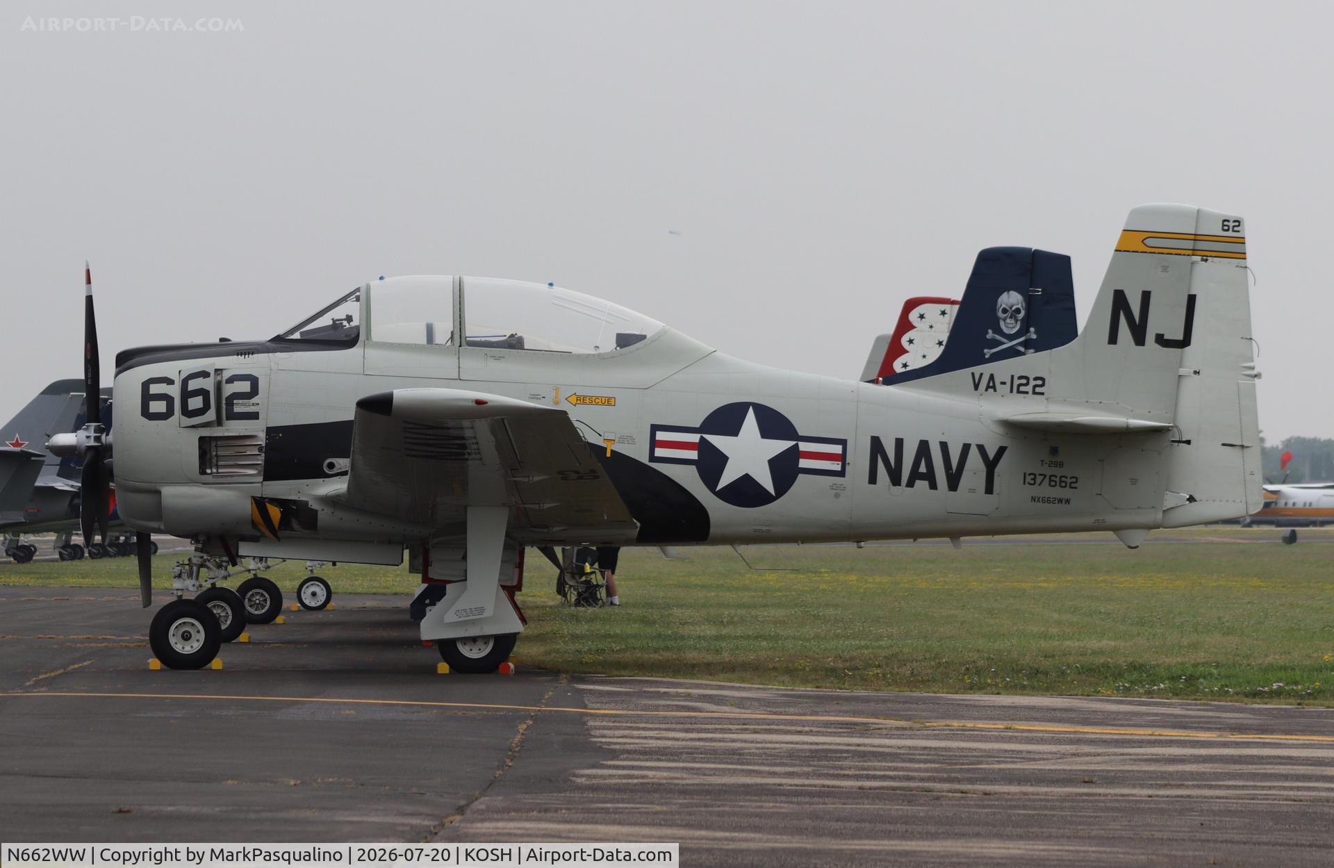 Aircraft N662WW, 1954 North American T-28B, c/n 137662, North American T-28B, at KOSH, photo by MarkPasqualino