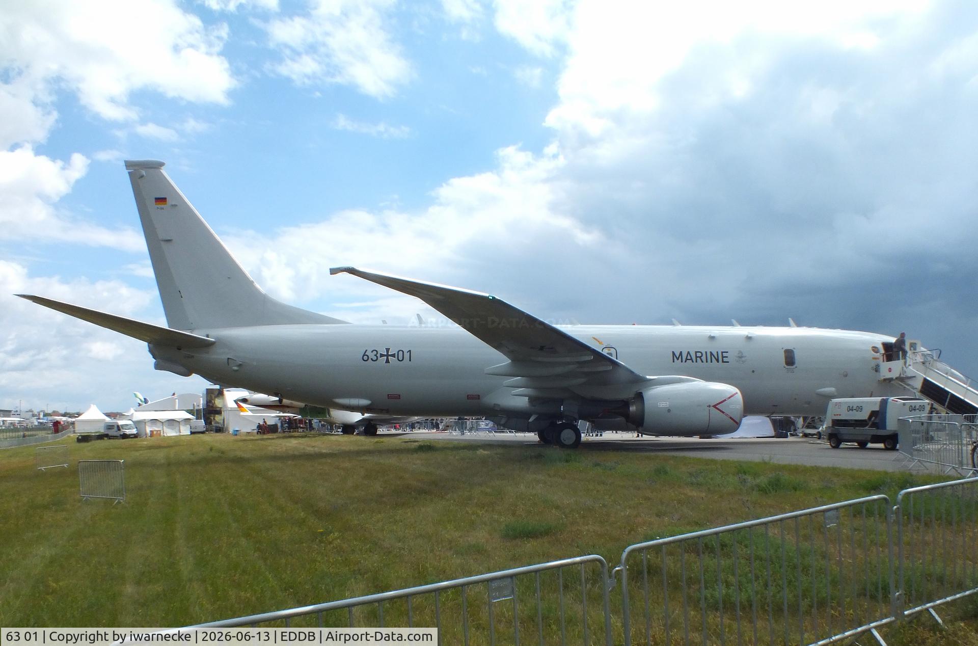 Aircraft 63 01, 2025 Boeing P-8A Poseidon (737-800A), c/n 67448 l/n 9615, Boeing P-8A Poseidon of the Marineflieger (German Navy) at ILA 2026, Berlin, at EDDB, photo by iwarnecke