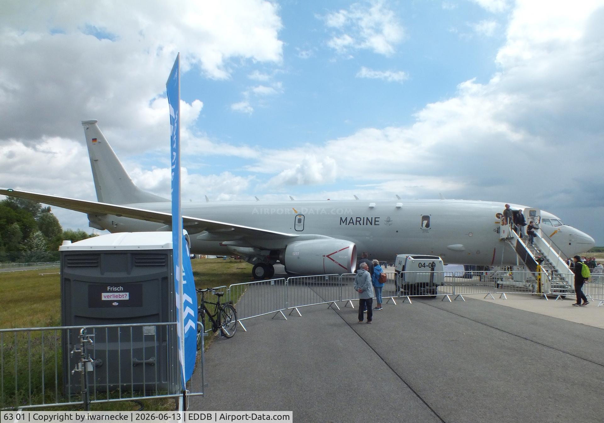 Aircraft 63 01, 2025 Boeing P-8A Poseidon (737-800A), c/n 67448 l/n 9615, Boeing P-8A Poseidon of the Marineflieger (German Navy) at ILA 2026, Berlin, at EDDB, photo by iwarnecke