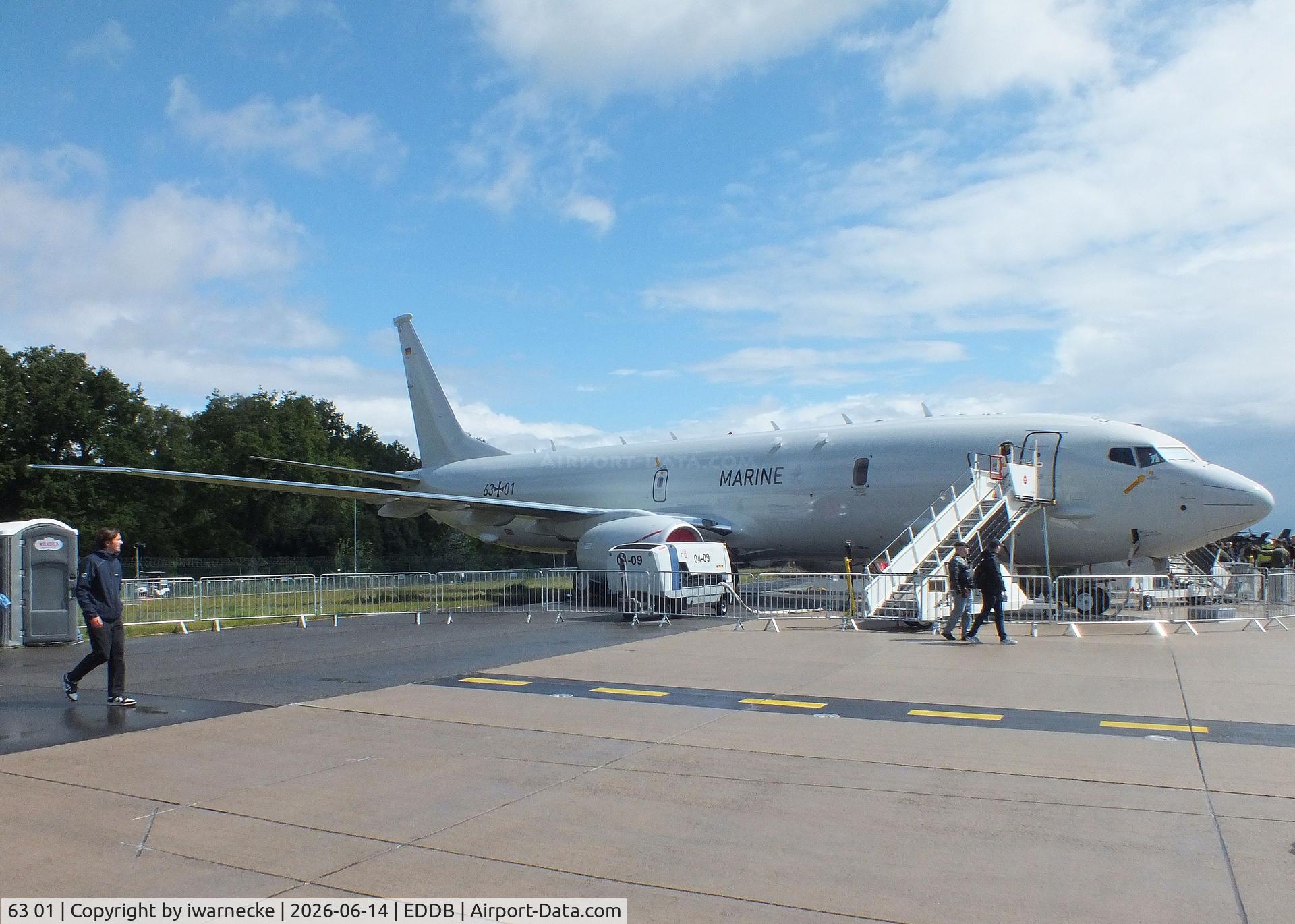 Aircraft 63 01, 2025 Boeing P-8A Poseidon (737-800A), c/n 67448 l/n 9615, Boeing P-8A Poseidon of the Marineflieger (German Navy) at ILA 2026, Berlin, at EDDB, photo by iwarnecke