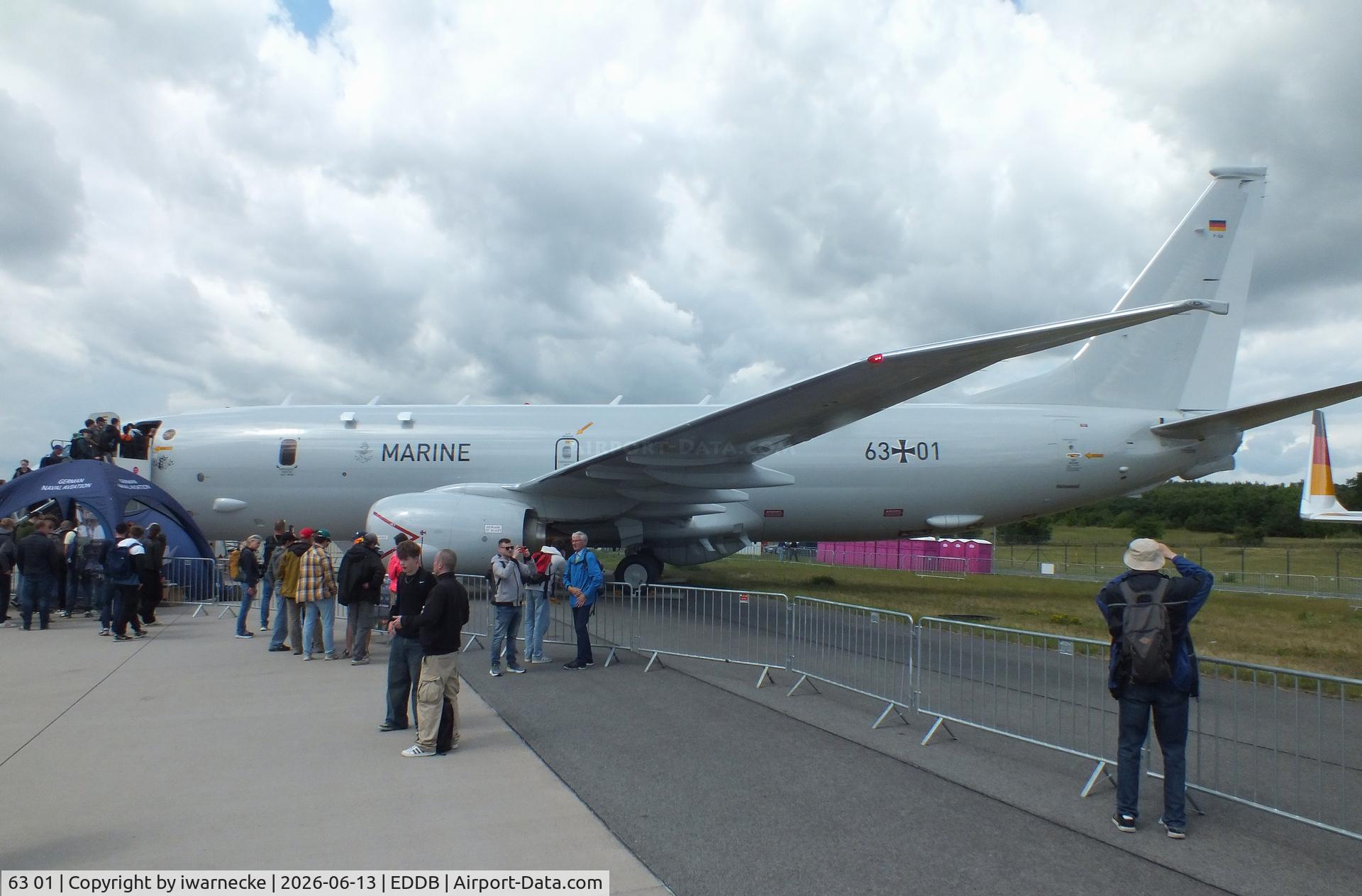 Aircraft 63 01, 2025 Boeing P-8A Poseidon (737-800A), c/n 67448 l/n 9615, Boeing P-8A Poseidon of the Marineflieger (German Navy) at ILA 2026, Berlin, at EDDB, photo by iwarnecke