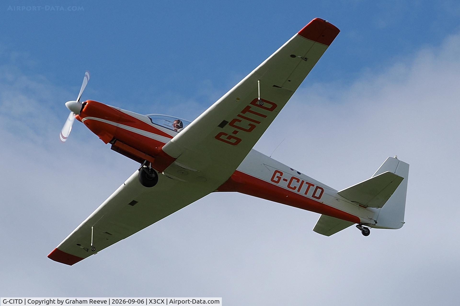 Aircraft G-CITD, 1972 Sportavia-Putzer Fournier RF-4D, c/n 5115, Departing from Northrepps., at X3CX, photo by Graham Reeve