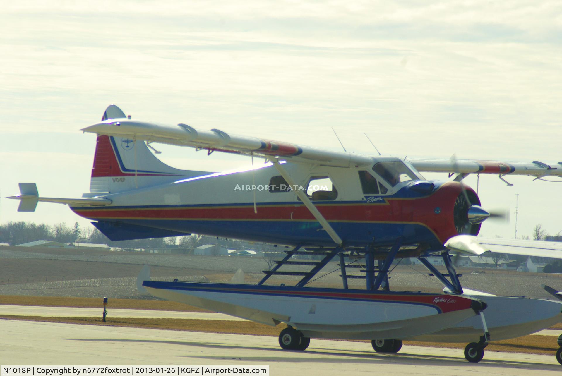 Aircraft N1018P, 1957 De Havilland Canada Beaver DHC-2, c/n 1133, Coming in the Chili Fly In Greenfield Municipal Airport, at KGFZ, photo by n6772foxtrot