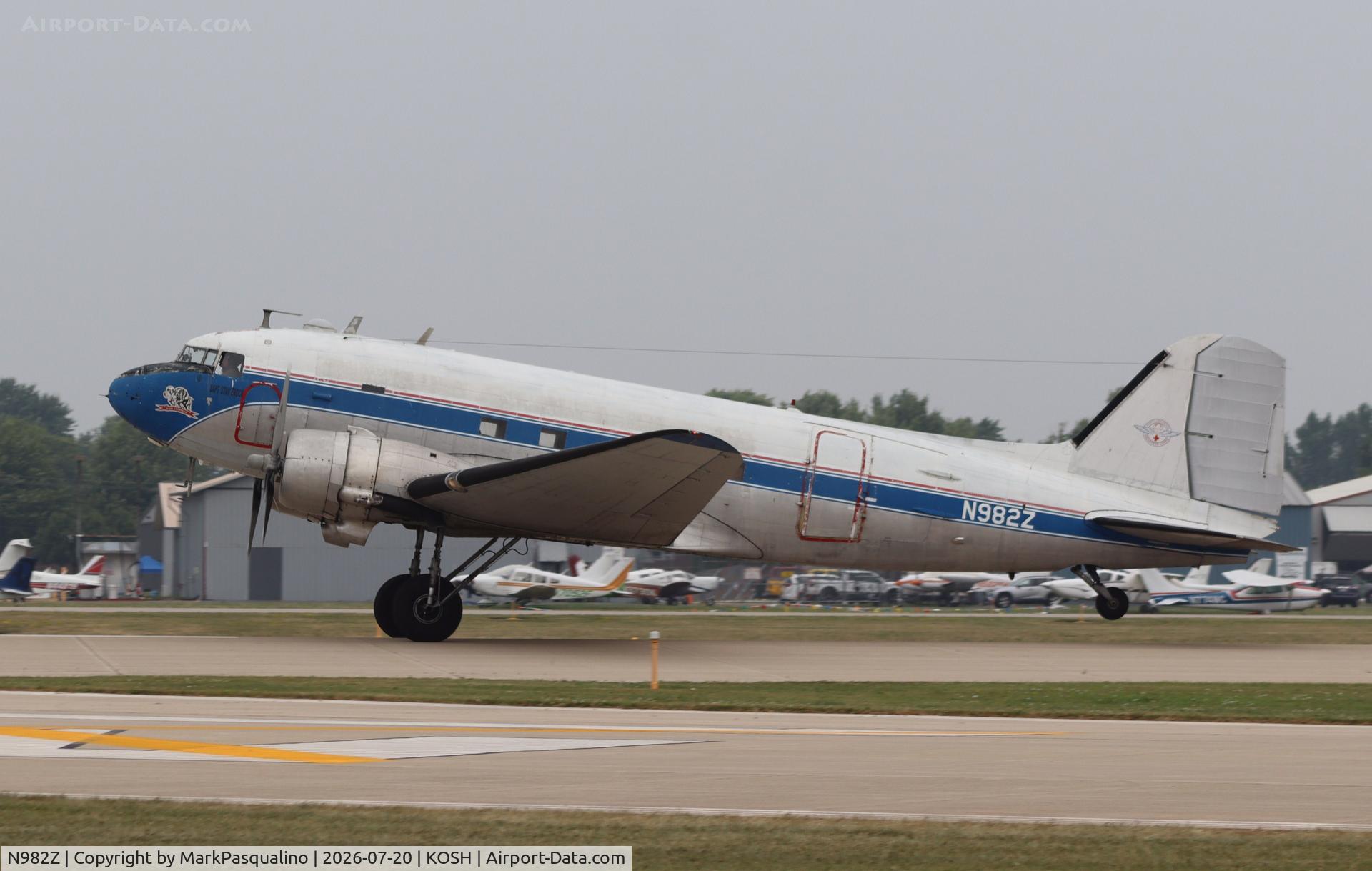 Aircraft N982Z, 1943 Douglas DC-3C (C-47A-20-DK), c/n 12947, Douglas DC-3C, at KOSH, photo by MarkPasqualino