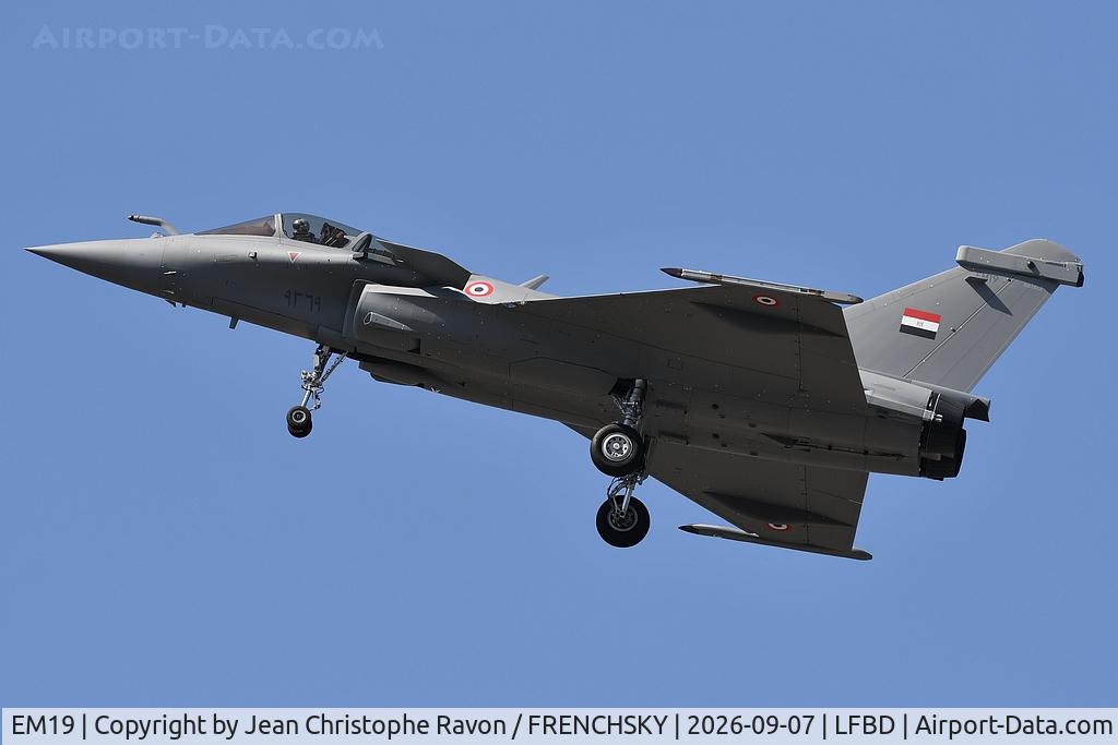 Aircraft EM19, 2025 Dassault Aviation RAFALE EM, c/n 19, Egypte Air Force, at LFBD, photo by Jean Christophe Ravon / FRENCHSKY