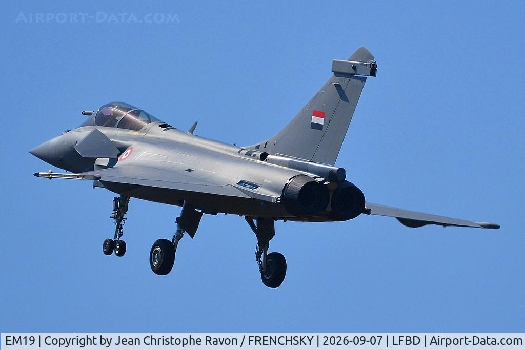 Aircraft EM19, 2025 Dassault Aviation RAFALE EM, c/n 19, Egypte Air Force, at LFBD, photo by Jean Christophe Ravon / FRENCHSKY