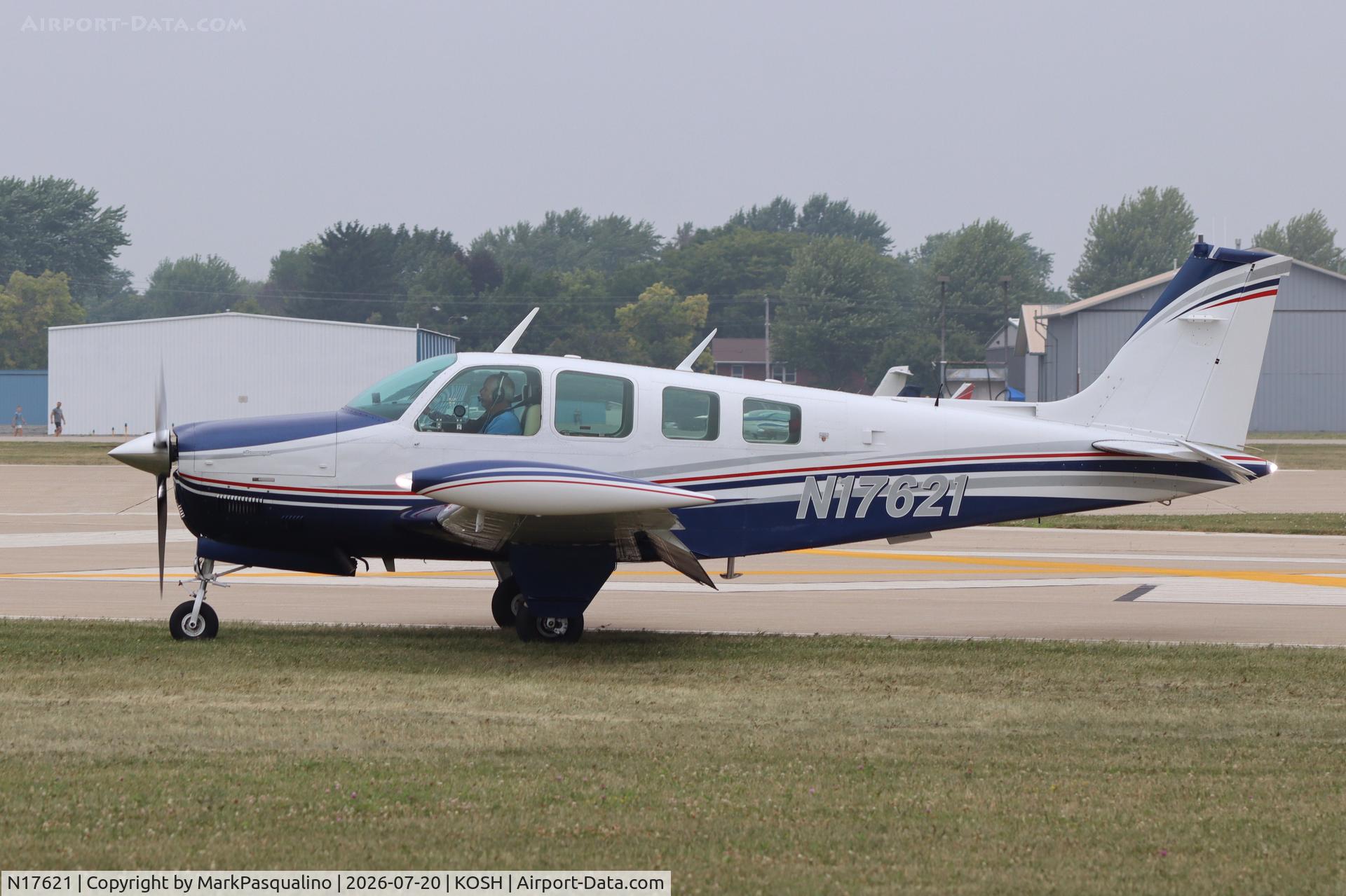 Aircraft N17621, 1977 Beech A36 Bonanza 36, c/n E-992, Beech A36, at KOSH, photo by MarkPasqualino