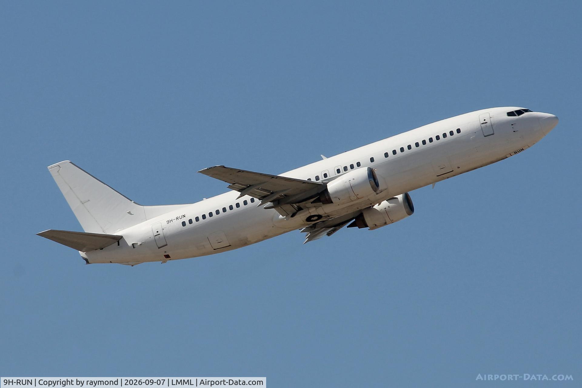 Aircraft 9H-RUN, 1990 Boeing 737-4Y0, c/n 24686 l/n 1861, Boeing 737-4Y0 reg 9H-RUN of 4 Airways on the climbout of RW31 departing from Malta., at LMML, photo by raymond