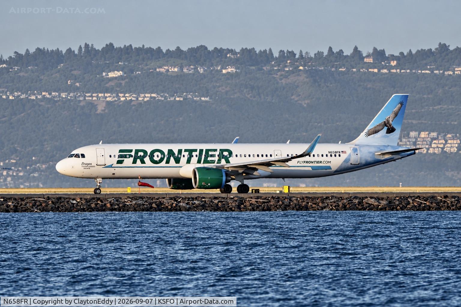 Aircraft N658FR, 2024 Airbus A321-271NX, c/n 12216, SFO 2026, at KSFO, photo by ClaytonEddy