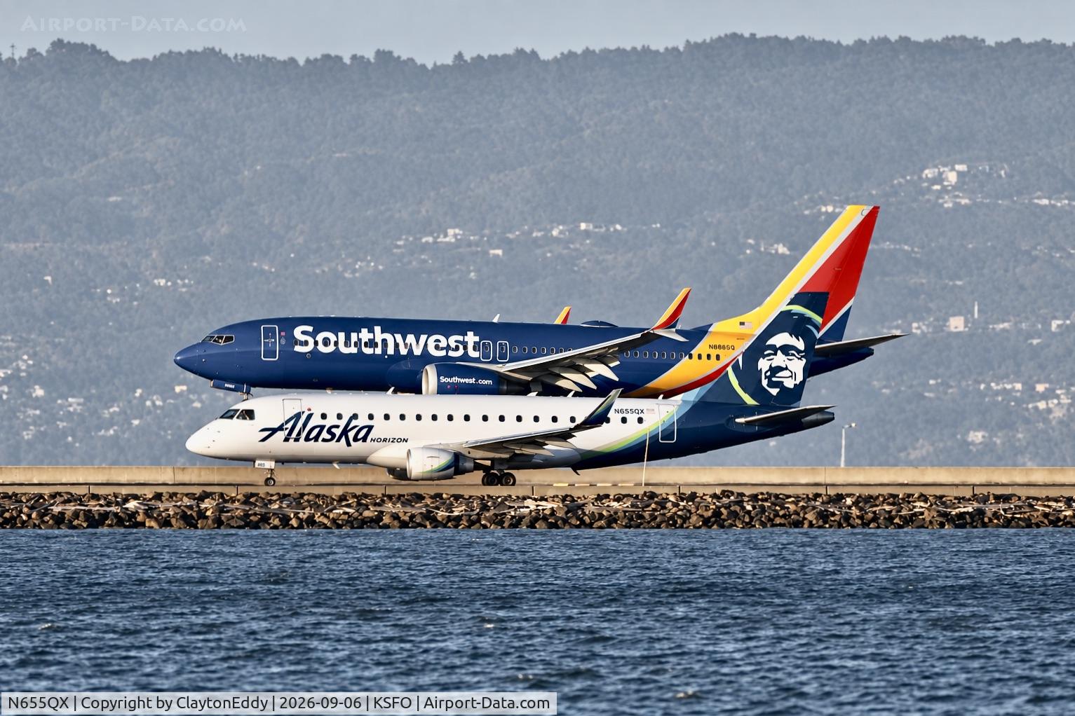 Aircraft N655QX, 2023 Embraer S A ERJ-175LR (170-200LR), c/n 17000940, SFO 2026, at KSFO, photo by ClaytonEddy