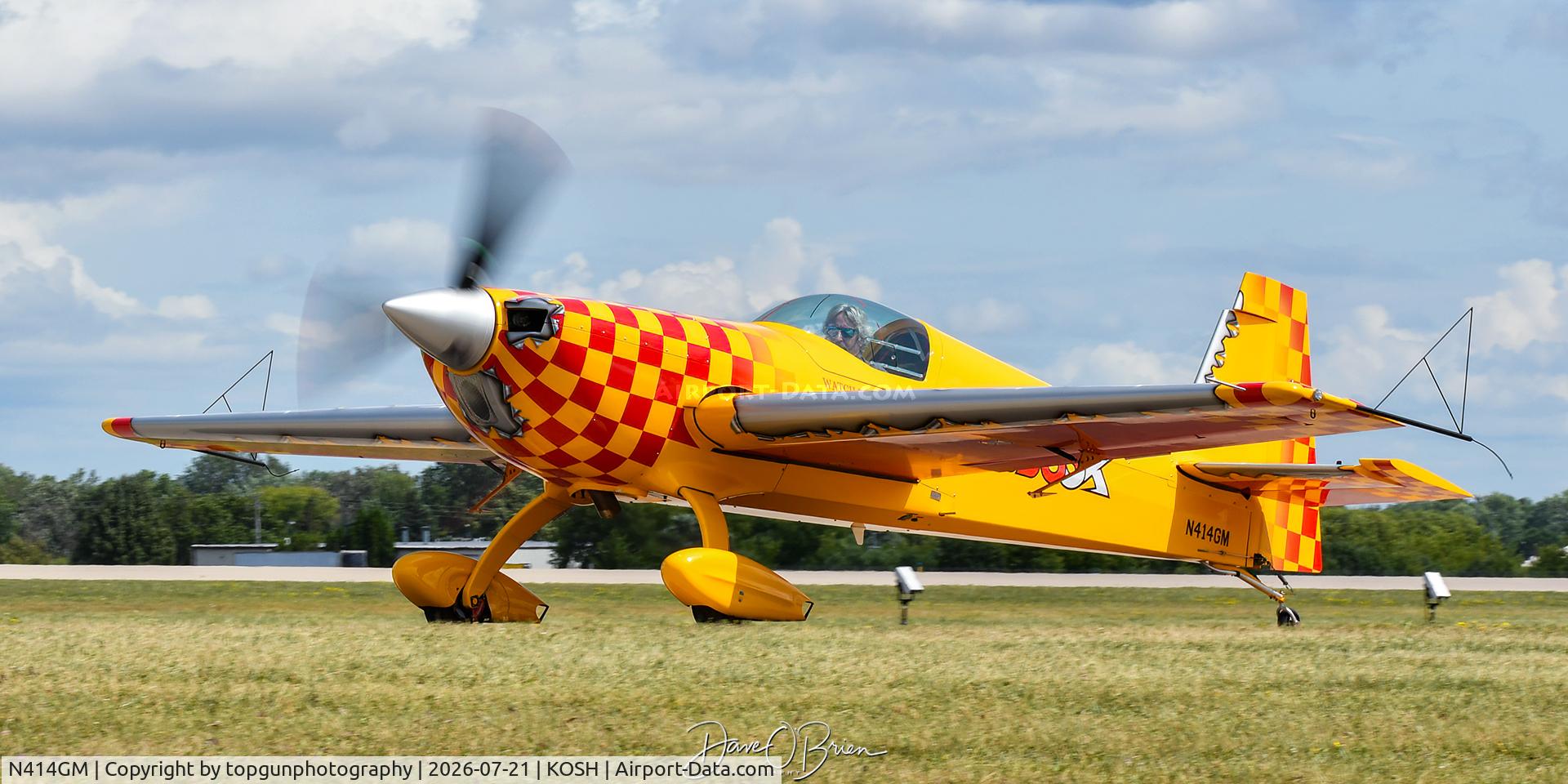 Aircraft N414GM, 2025 Extra Flugzeugproduktions Und EA 300/SX, c/n SX008, Oshkosh 26, at KOSH, photo by topgunphotography
