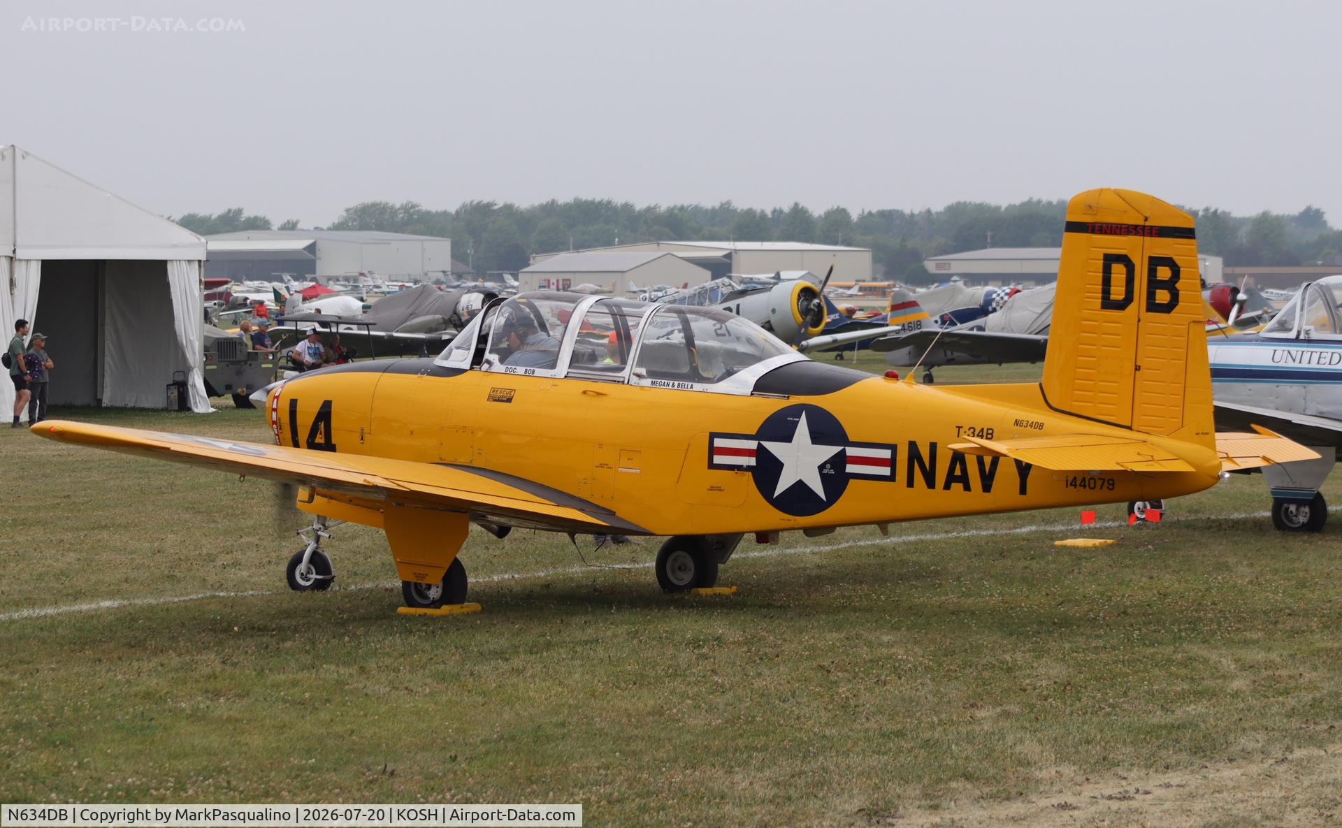 Aircraft N634DB, 1960 Beech T-34B, c/n BG-386, Beech T-34B, at KOSH, photo by MarkPasqualino