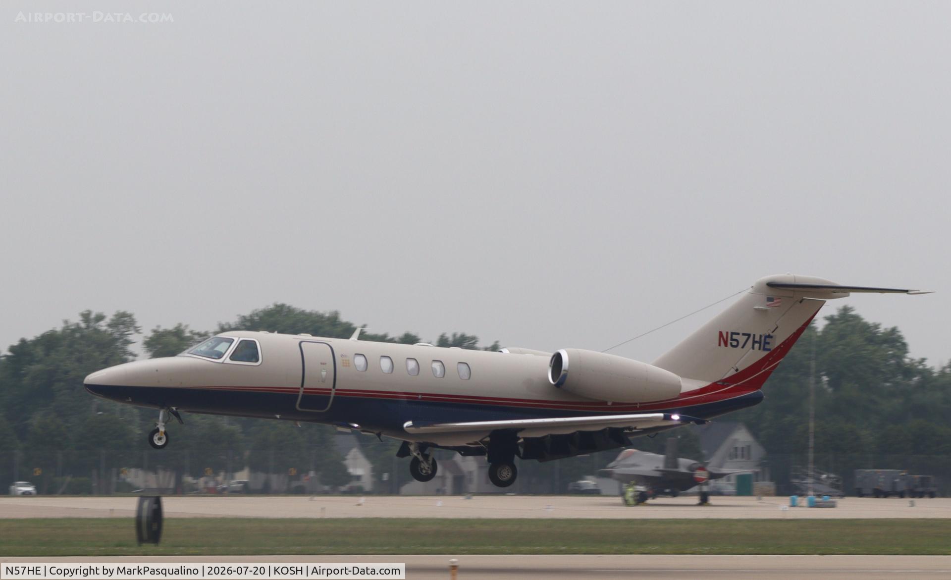 Aircraft N57HE, 2016 Cessna 525C CitationJet CJ4, c/n 525C-0211, Cessna 525C, at KOSH, photo by MarkPasqualino