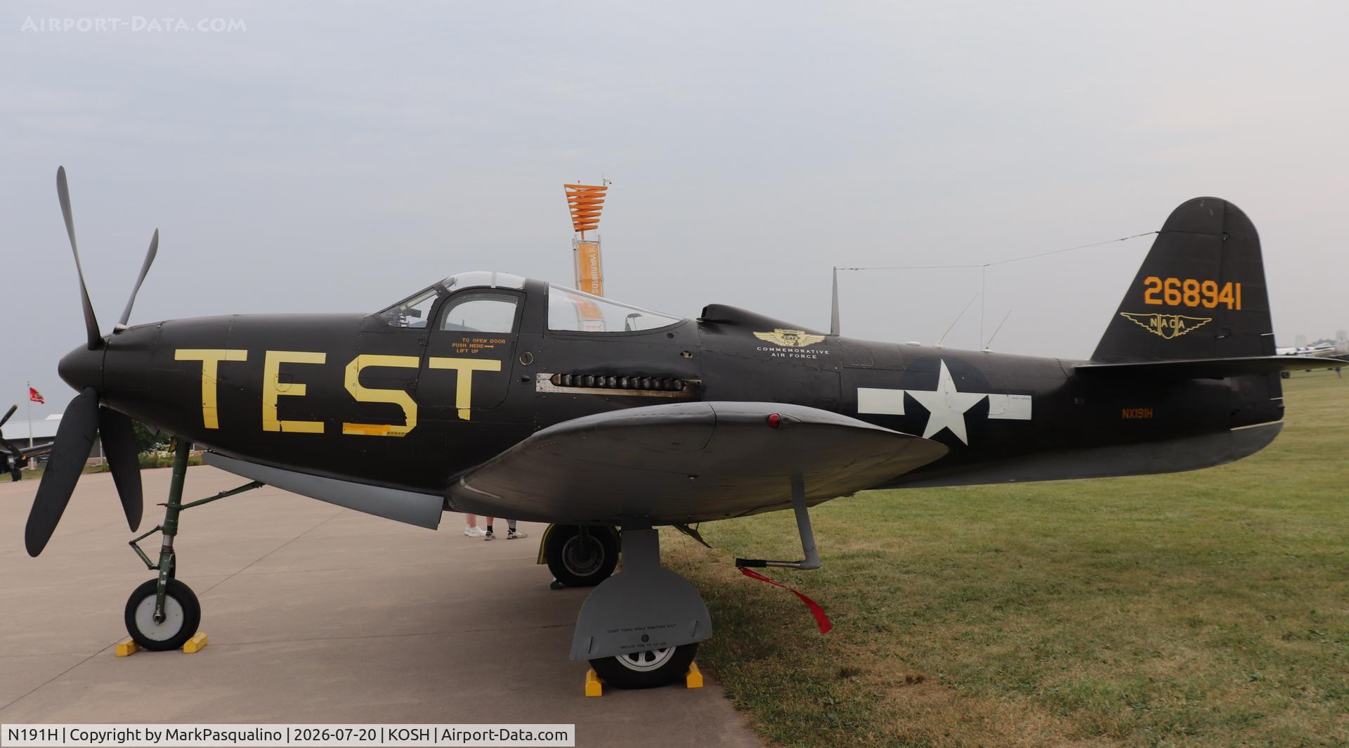 Aircraft N191H, 1944 Bell P-63A-6-BE Kingcobra, c/n 33-11, Bell P-63A-6-BE, at KOSH, photo by MarkPasqualino