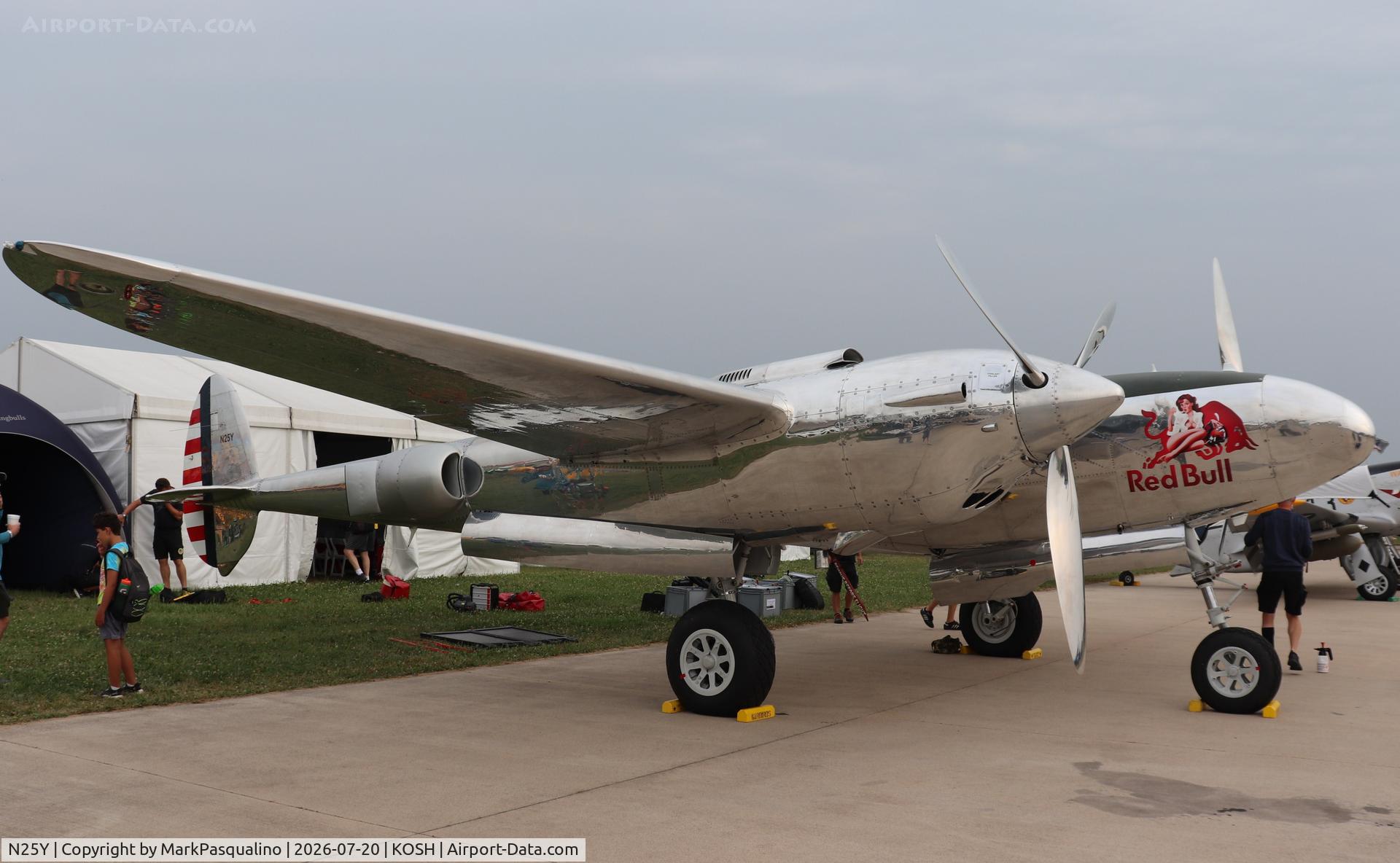 Aircraft N25Y, 1944 Lockheed P-38L-5LO Lightning, c/n AF44-53254, Lockheed P-38L-5LO, at KOSH, photo by MarkPasqualino