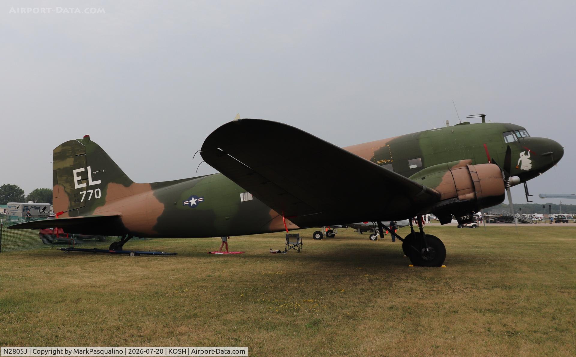 Aircraft N2805J, 1944 Douglas DC3C-R-1830-90C, c/n 20835, Douglas DC3C, at KOSH, photo by MarkPasqualino