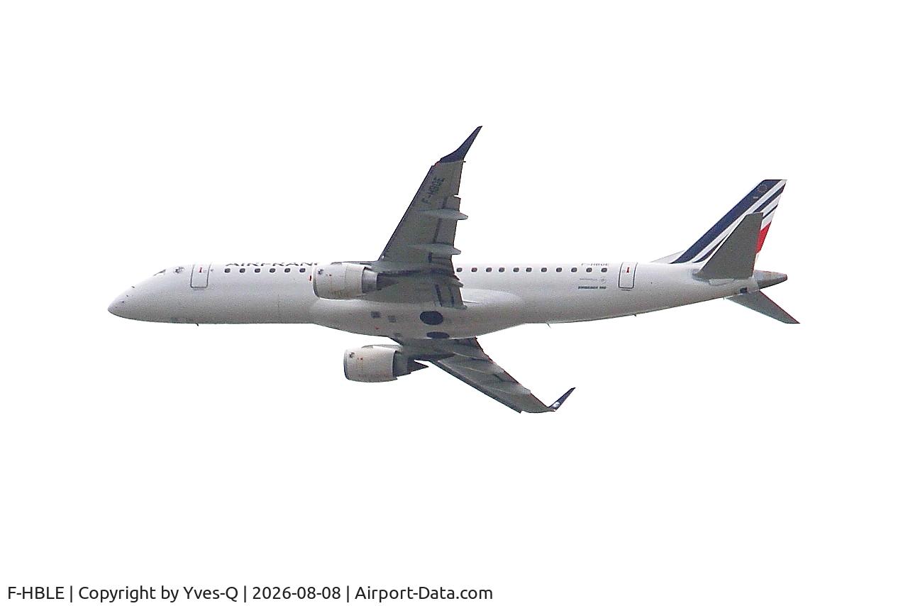 Aircraft F-HBLE, 2007 Embraer 190LR (ERJ-190-100LR), c/n 19000123, Embraer 190LR, long approach rwy 21, Nantes-Atlantique airport (LFRS-NTE), photo by Yves-Q