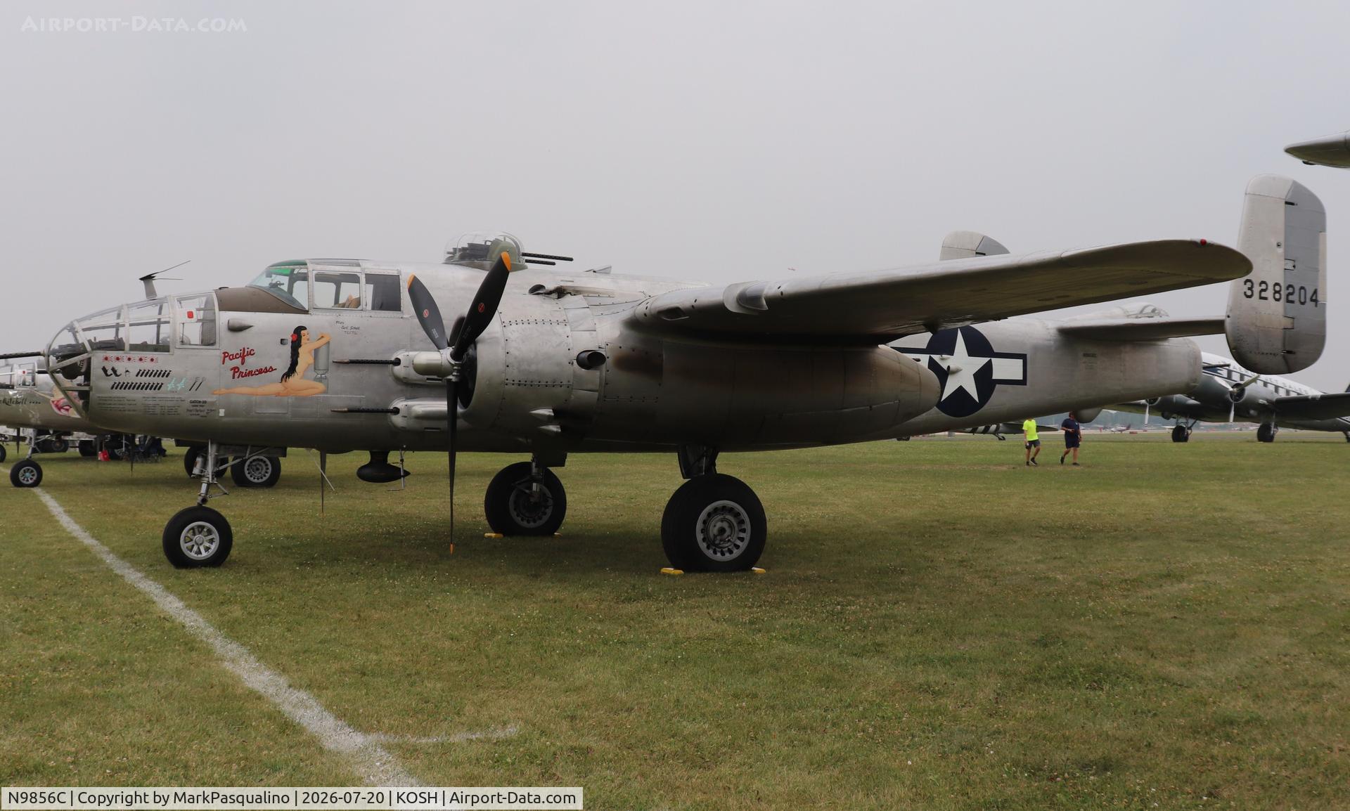 Aircraft N9856C, 1943 North American TB-25N Mitchell, c/n 108-35217, North American TB-25N, at KOSH, photo by MarkPasqualino