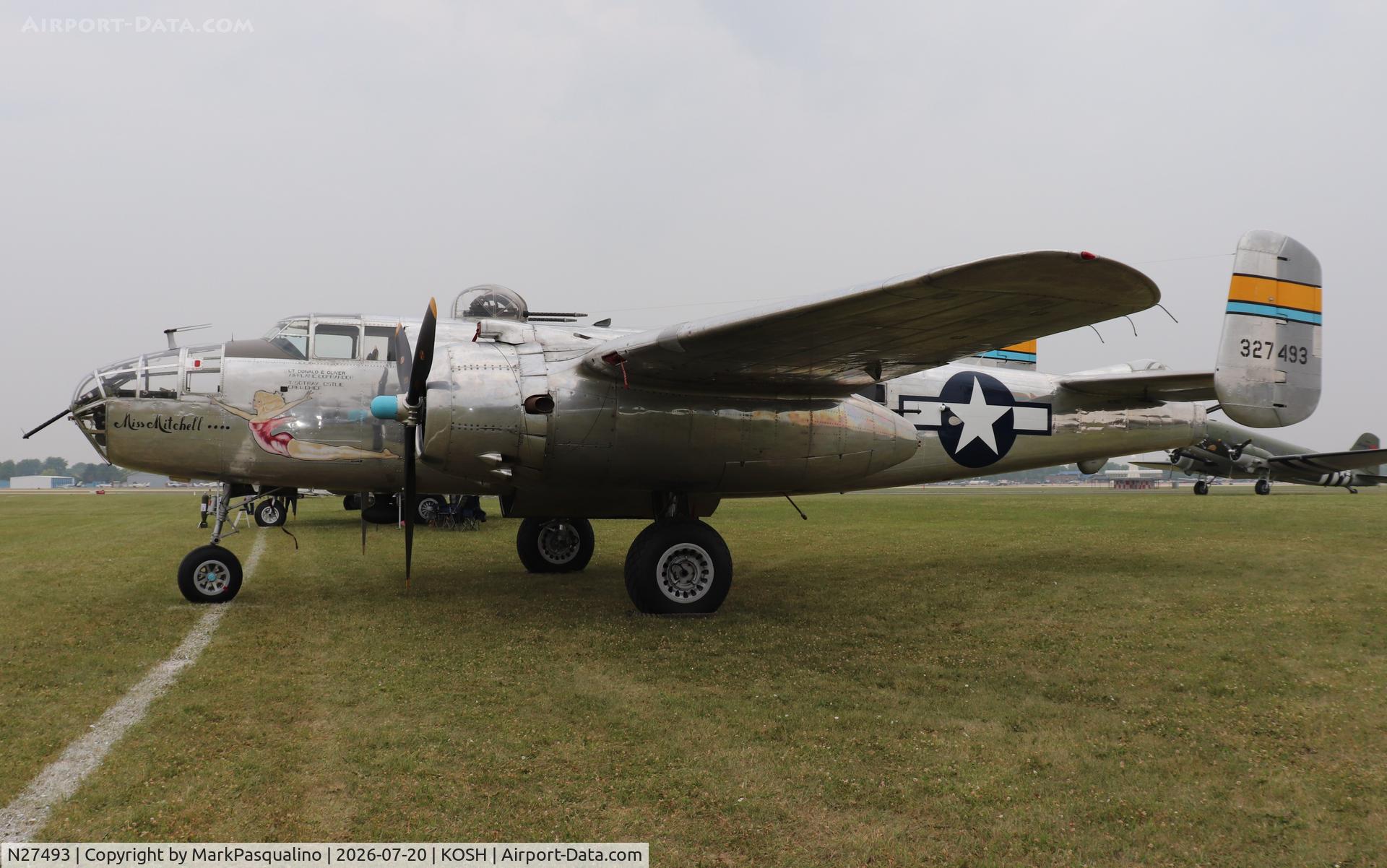 Aircraft N27493, 1944 North American TB-25K Mitchell, c/n 44-29869/108-33144, North American TB-25K, at KOSH, photo by MarkPasqualino