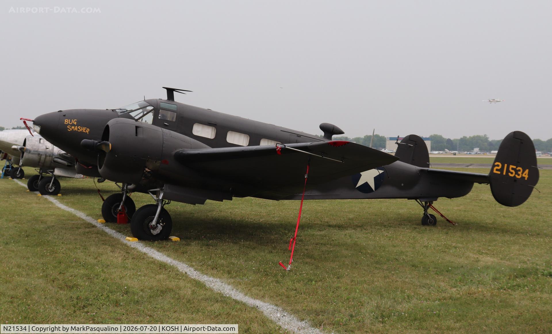 Aircraft N21534, 1945 Beech 3TM, c/n CA-134, Beech 3TM, at KOSH, photo by MarkPasqualino