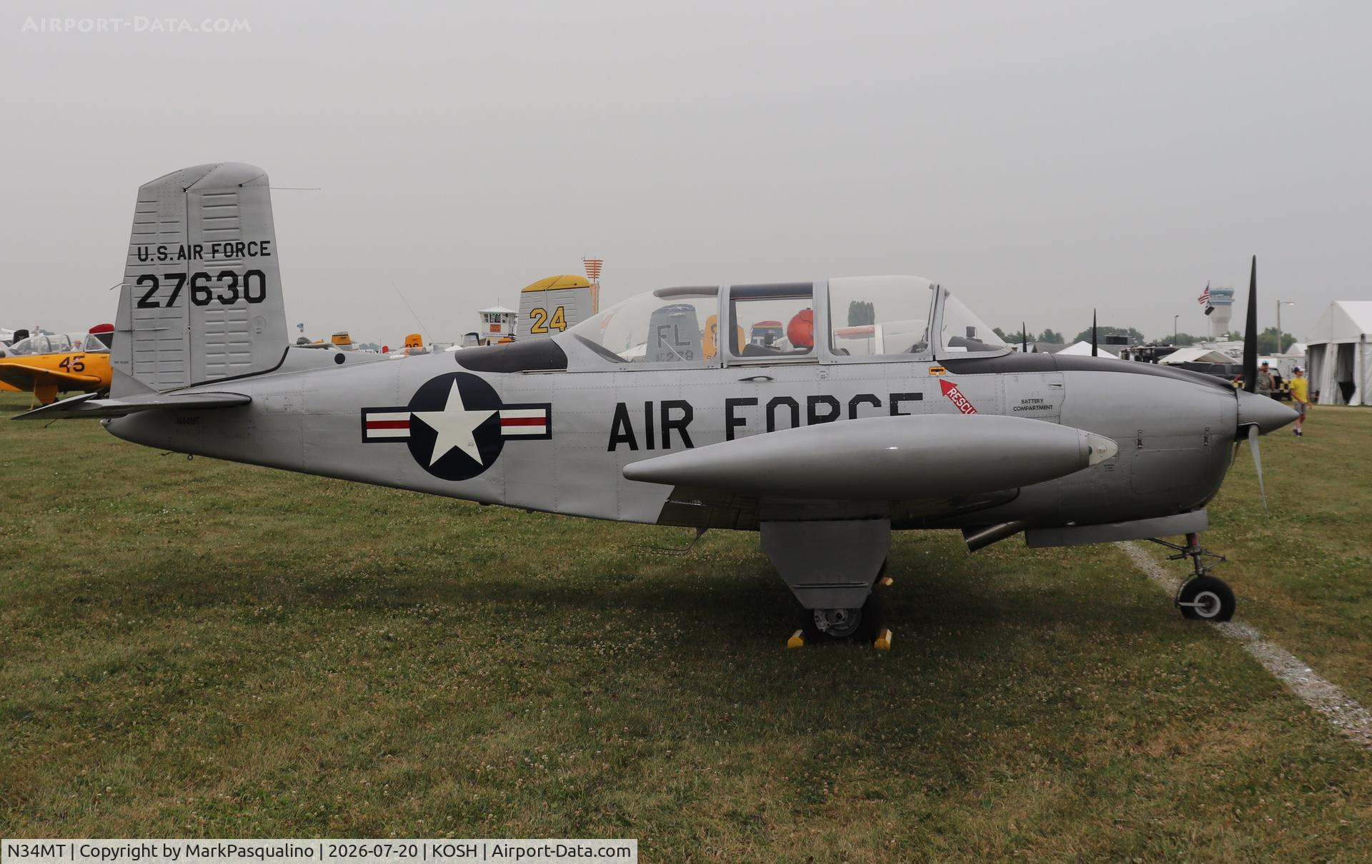 Aircraft N34MT, 1957 Beech D-45 Mentor, c/n BG-417, Beech T-34B, at KOSH, photo by MarkPasqualino