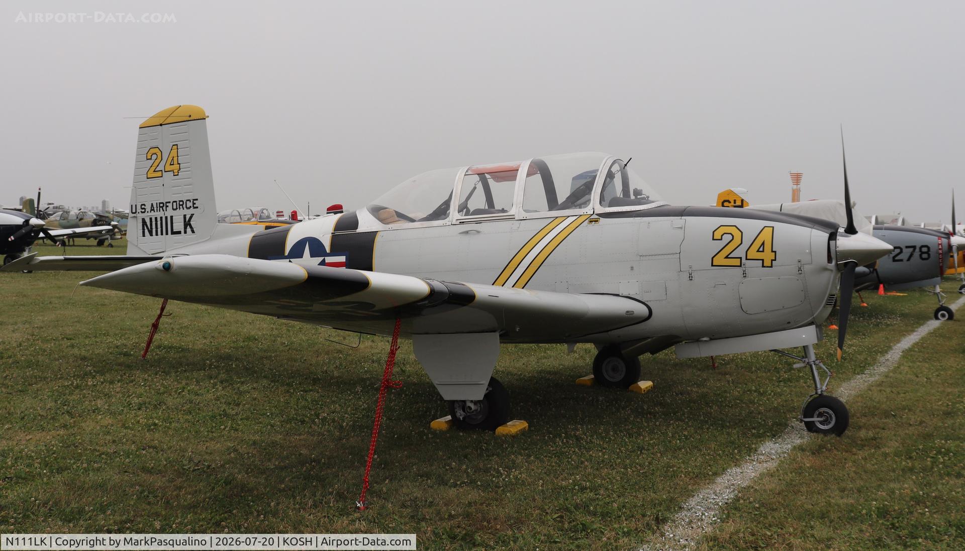 Aircraft N111LK, 1955 Beech A45, c/n G-724, Beech T-34A, at KOSH, photo by MarkPasqualino