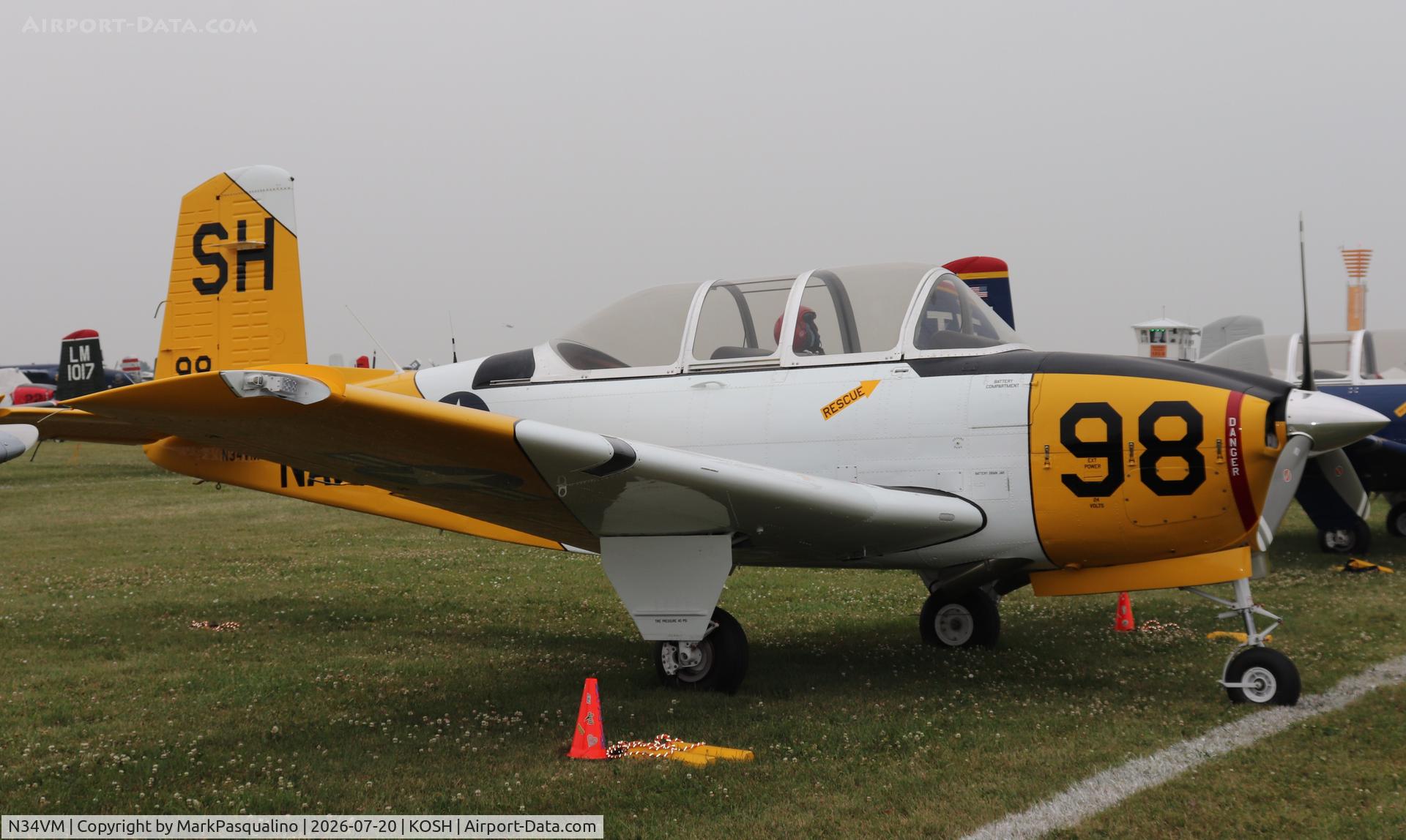 Aircraft N34VM, 1954 Beech T-34A (A-45) Mentor, c/n G-98, Beech T-34A, at KOSH, photo by MarkPasqualino