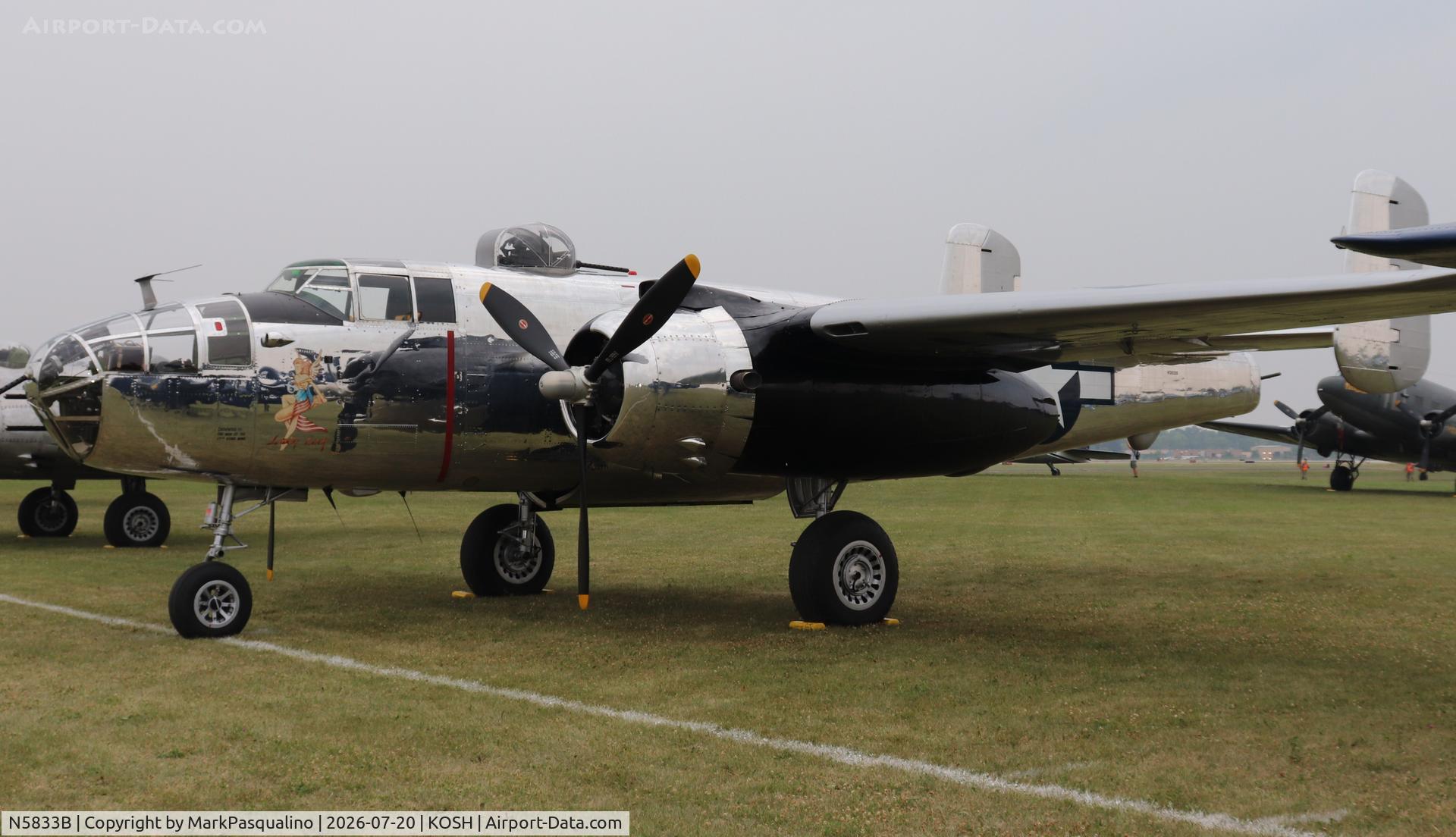 Aircraft N5833B, 1945 North American B-25J Mitchell Mitchell, c/n 108-47735, North American B-25J, at KOSH, photo by MarkPasqualino