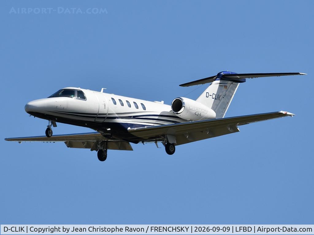 Aircraft D-CLIK, 2021 Cessna 525C CitationJet CJ4 Gen 2 CitationJet CJ4, c/n 525C-0355, DALaviation London (BQH) Bordeaux (BOD) (DCLIK), at LFBD, photo by Jean Christophe Ravon / FRENCHSKY