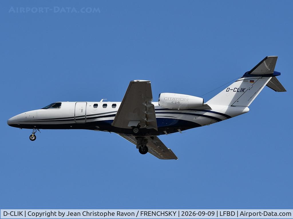 Aircraft D-CLIK, 2021 Cessna 525C CitationJet CJ4 Gen 2 CitationJet CJ4, c/n 525C-0355, DALaviation London (BQH) Bordeaux (BOD) (DCLIK), at LFBD, photo by Jean Christophe Ravon / FRENCHSKY