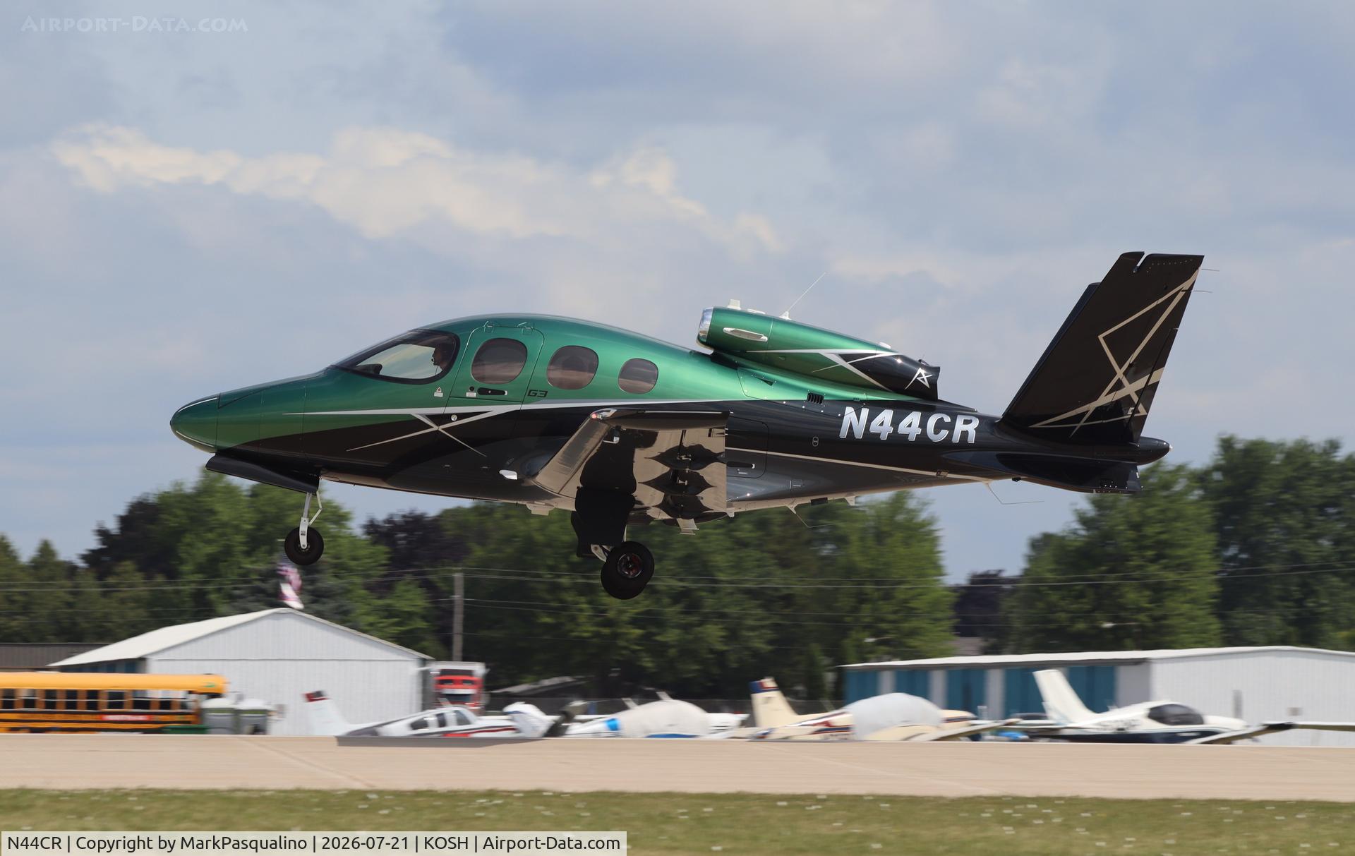 Aircraft N44CR, 2026 Cirrrus Desing Corp SF50 G3, c/n 0784, Cirrus SF50 G3, at KOSH, photo by MarkPasqualino