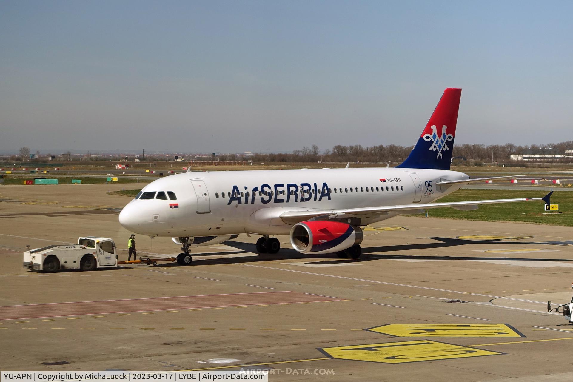 Aircraft YU-APN, Airbus 319-100, c/n 3911, At Nikola Tesla, at LYBE, photo by MichaLueck