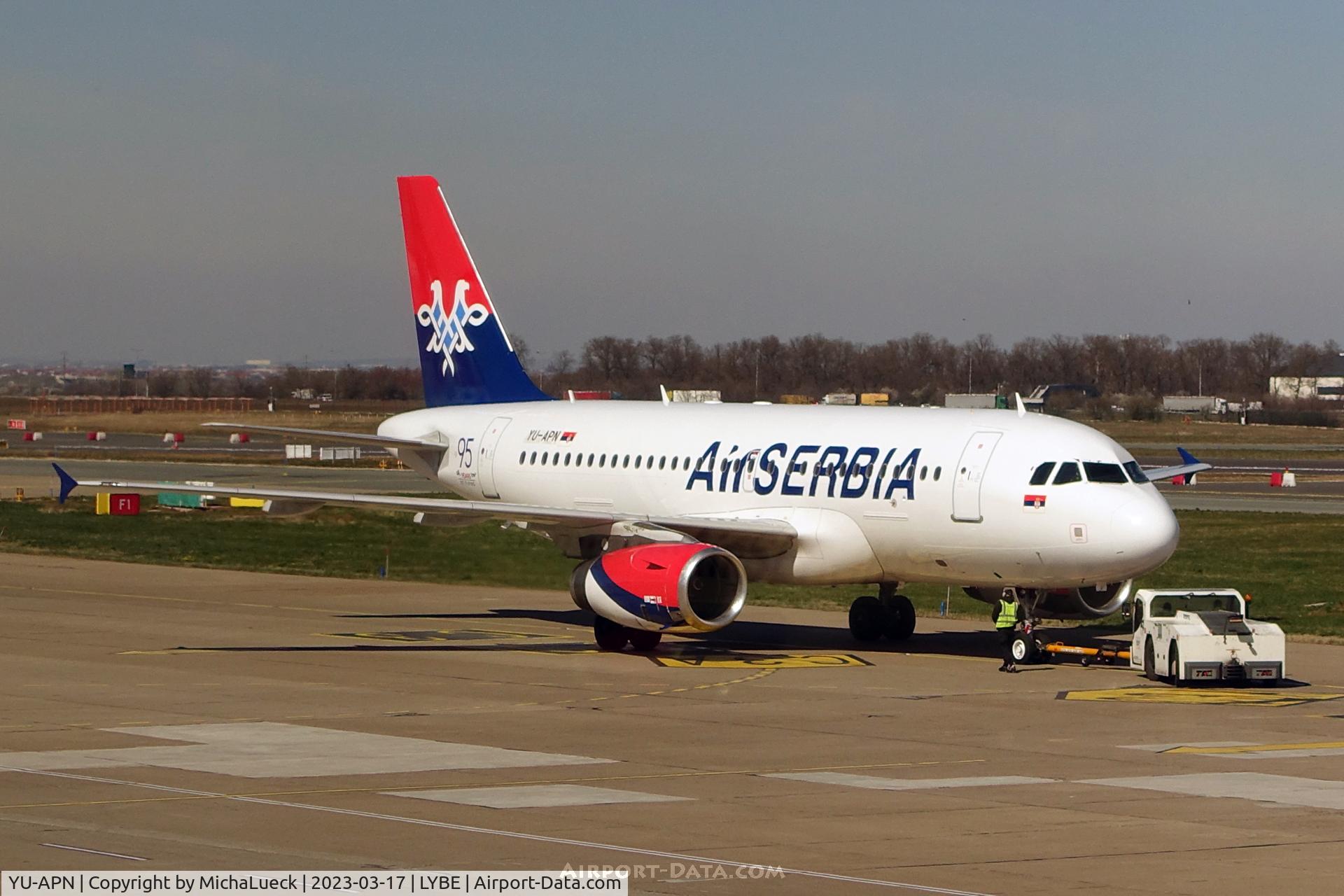 Aircraft YU-APN, Airbus 319-100, c/n 3911, At Nikola Tesla, at LYBE, photo by MichaLueck