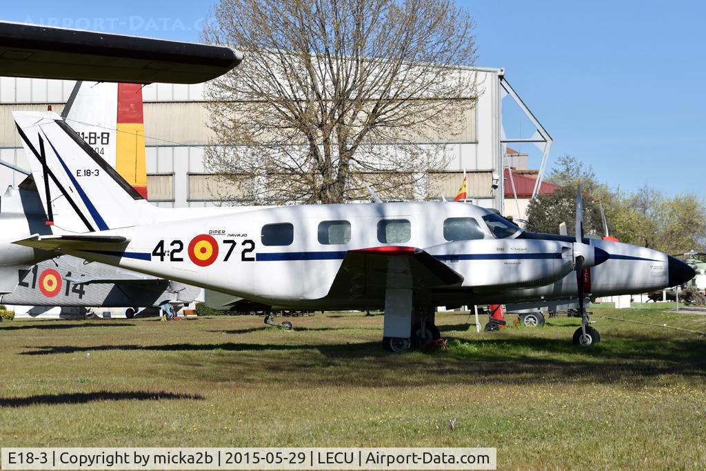 Aircraft E18-3, 1973 Piper PA-31P-425 Pressurised Navajo Navajo, c/n 31P-7300146, Preserved, at LECU, photo by micka2b