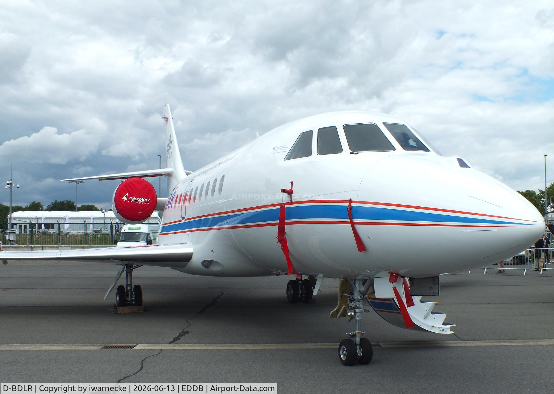 Aircraft D-BDLR, 2003 Dassault Falcon 2000EX, c/n 6, Dassault Falcon 2000LX ISTAR (In-flight Systems & Technology Airborne Research) of DLR at ILA 2026, Berlin, at EDDB, photo by iwarnecke