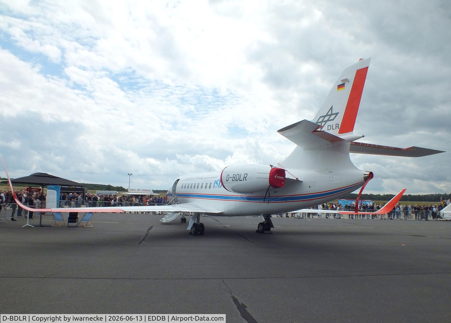 Aircraft D-BDLR, 2003 Dassault Falcon 2000EX, c/n 6, Dassault Falcon 2000LX ISTAR (In-flight Systems & Technology Airborne Research) of DLR at ILA 2026, Berlin, at EDDB, photo by iwarnecke
