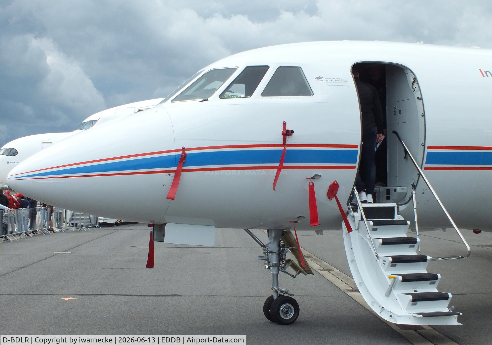 Aircraft D-BDLR, 2003 Dassault Falcon 2000EX, c/n 6, Dassault Falcon 2000LX ISTAR (In-flight Systems & Technology Airborne Research) of DLR at ILA 2026, Berlin, at EDDB, photo by iwarnecke