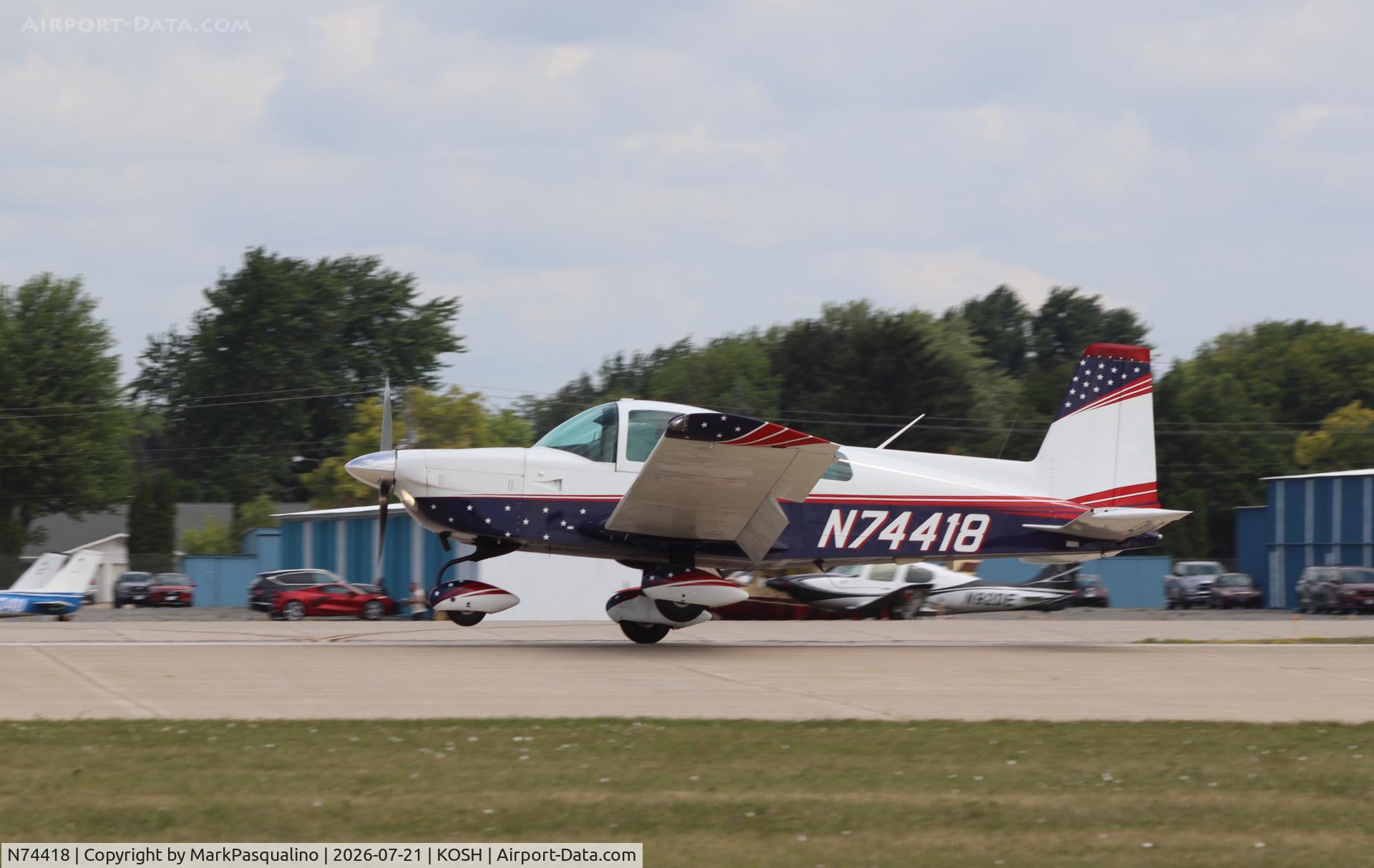 Aircraft N74418, 1976 Grumman American AA-5B Tiger, c/n AA5B-0221, Grumman Aviation AA-5B, at KOSH, photo by MarkPasqualino