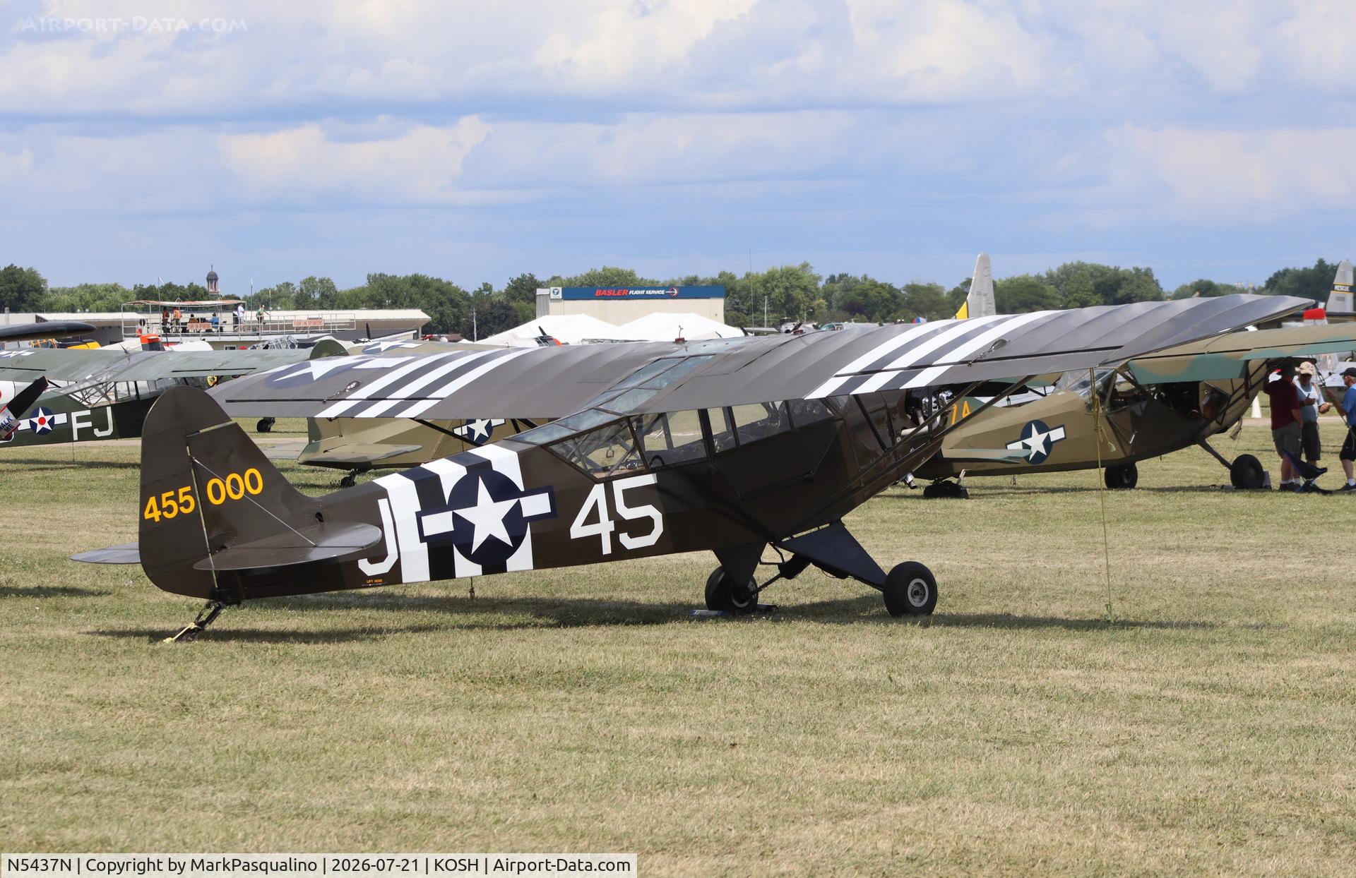 Aircraft N5437N, 1945 Piper J3C-65 Cub, c/n 13740, Piper L-4J, at KOSH, photo by MarkPasqualino