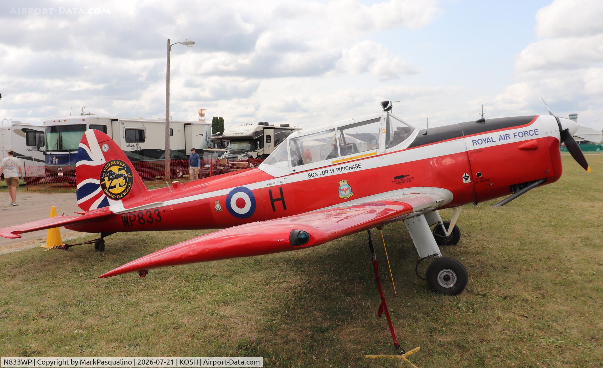 Aircraft N833WP, 1952 De Havilland DHC-1 Chipmunk T.10, c/n C1/0714, DHC-1 Chipmunk T.10, at KOSH, photo by MarkPasqualino
