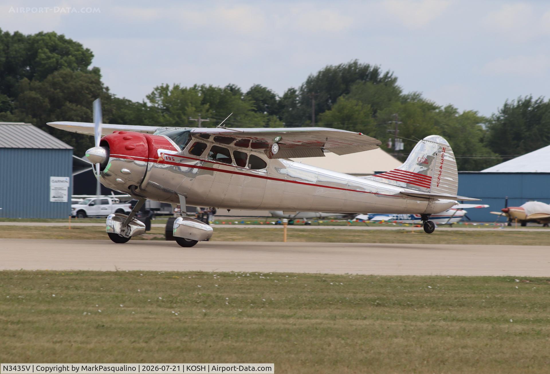 Aircraft N3435V, 1948 Cessna 195, c/n 7120, Cessna 195, at KOSH, photo by MarkPasqualino