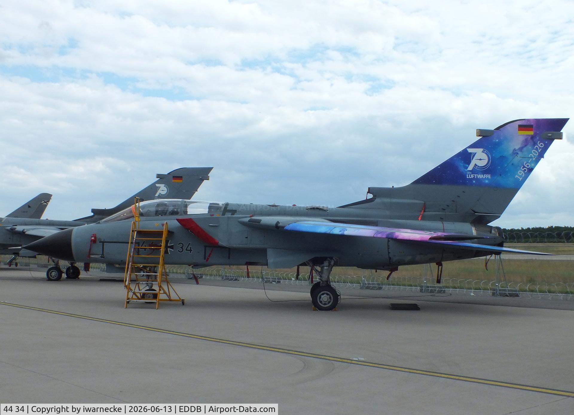 Aircraft 44 34, Panavia Tornado IDS, c/n 340/GS095/4134, Panavia Tornado IDS of the Luftwaffe (German Air Force) in '70 Jahre Luftwaffe / 70 years of Luftwaffe' special colours at ILA 2026, Berlin, at EDDB, photo by iwarnecke
