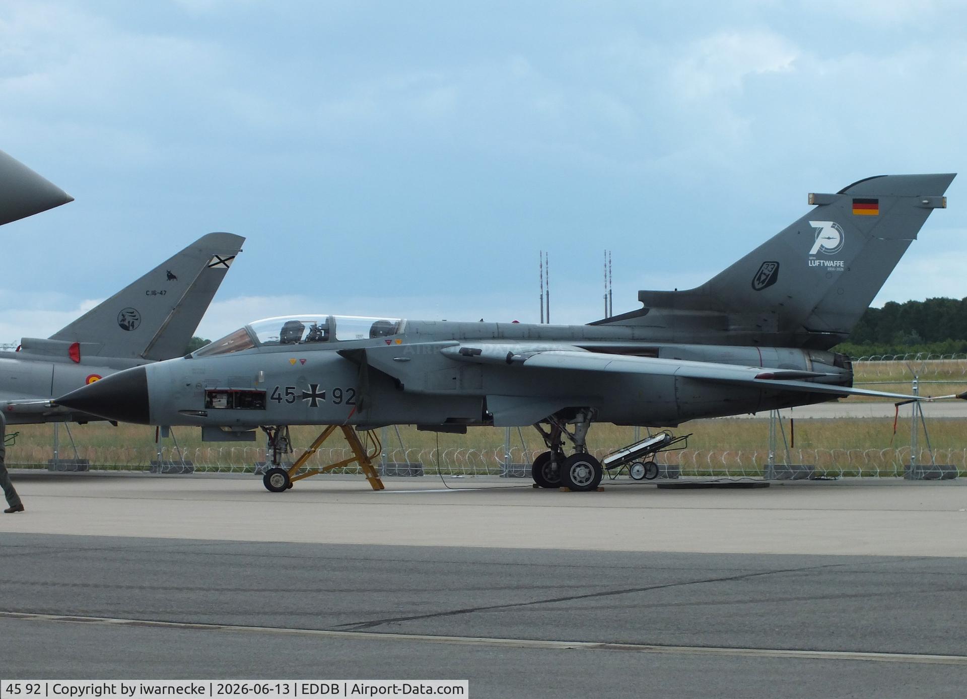 Aircraft 45 92, Panavia Tornado IDS, c/n 724/GS233/4292, Panavia Tornado IDS of the Luftwaffe (German Air Force) at ILA 2026, Berlin, at EDDB, photo by iwarnecke