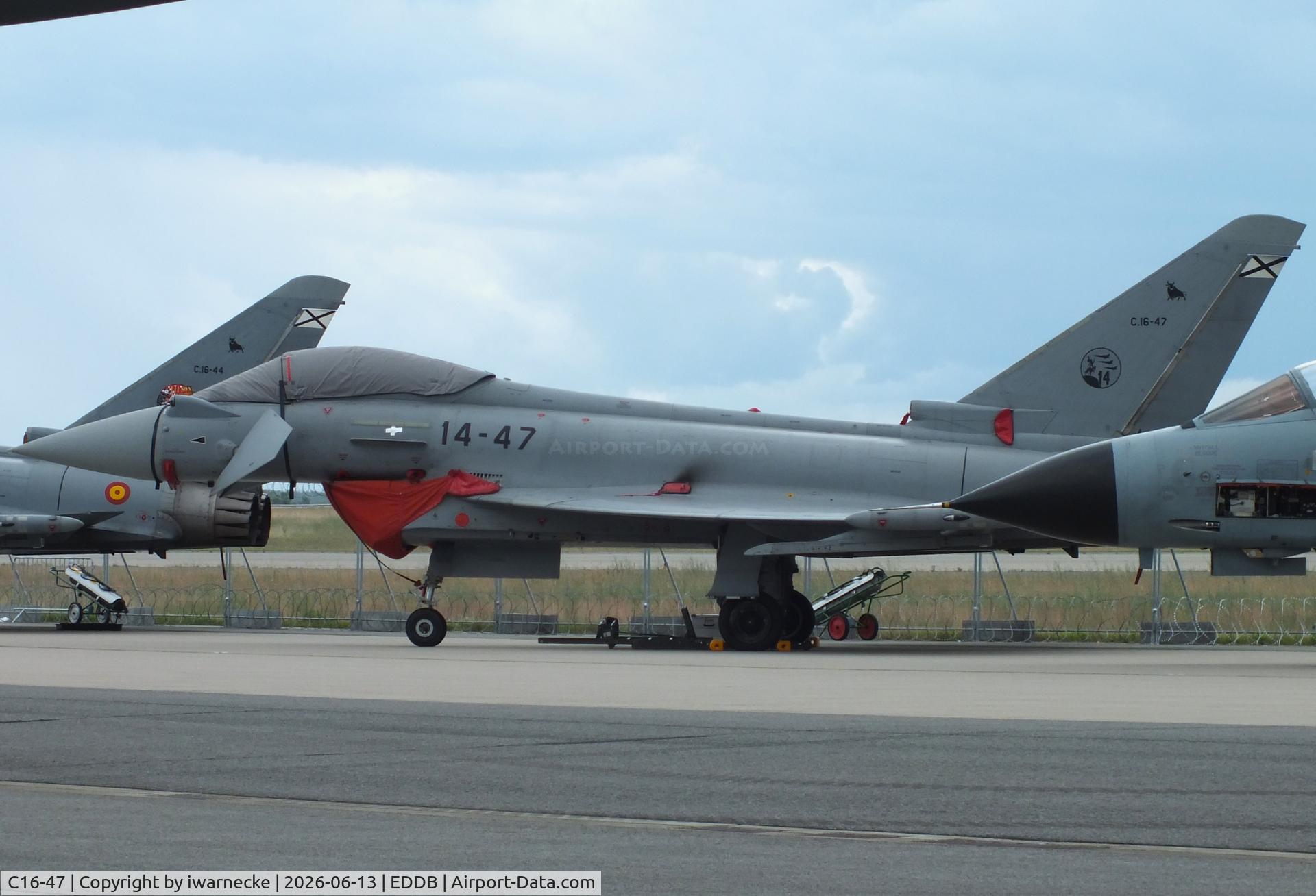 Aircraft C16-47, Eurofighter EF-2000 Typhoon S, c/n SS028, Eurofighter EF2000 S of the Ejercito del Aire (Spanish Air Force) at ILA 2026,Berlin, at EDDB, photo by iwarnecke