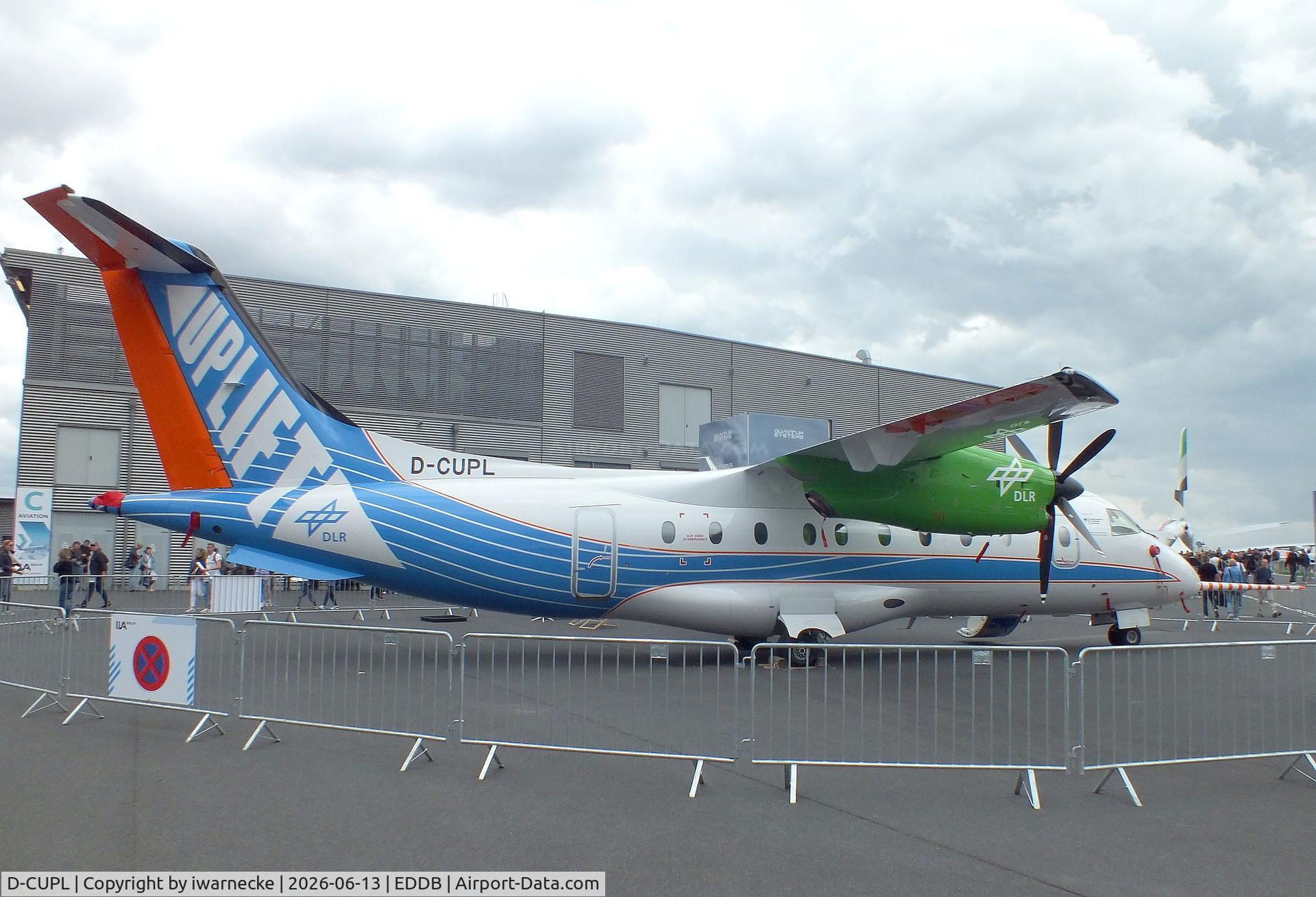 Aircraft D-CUPL, 1995 Dornier 328-100, c/n 3061, Dornier 328-100 UpLift testbed for climate-neutral propulsion of the DLR at ILA 2026, Berlin, at EDDB, photo by iwarnecke